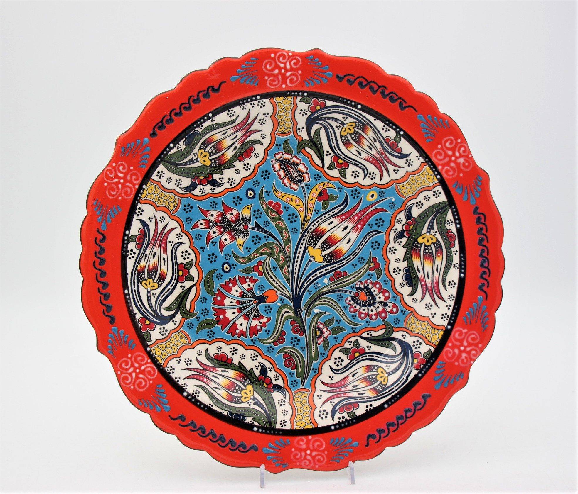 30cm Turkish Hand Painted Ceramic Plate Relief 2