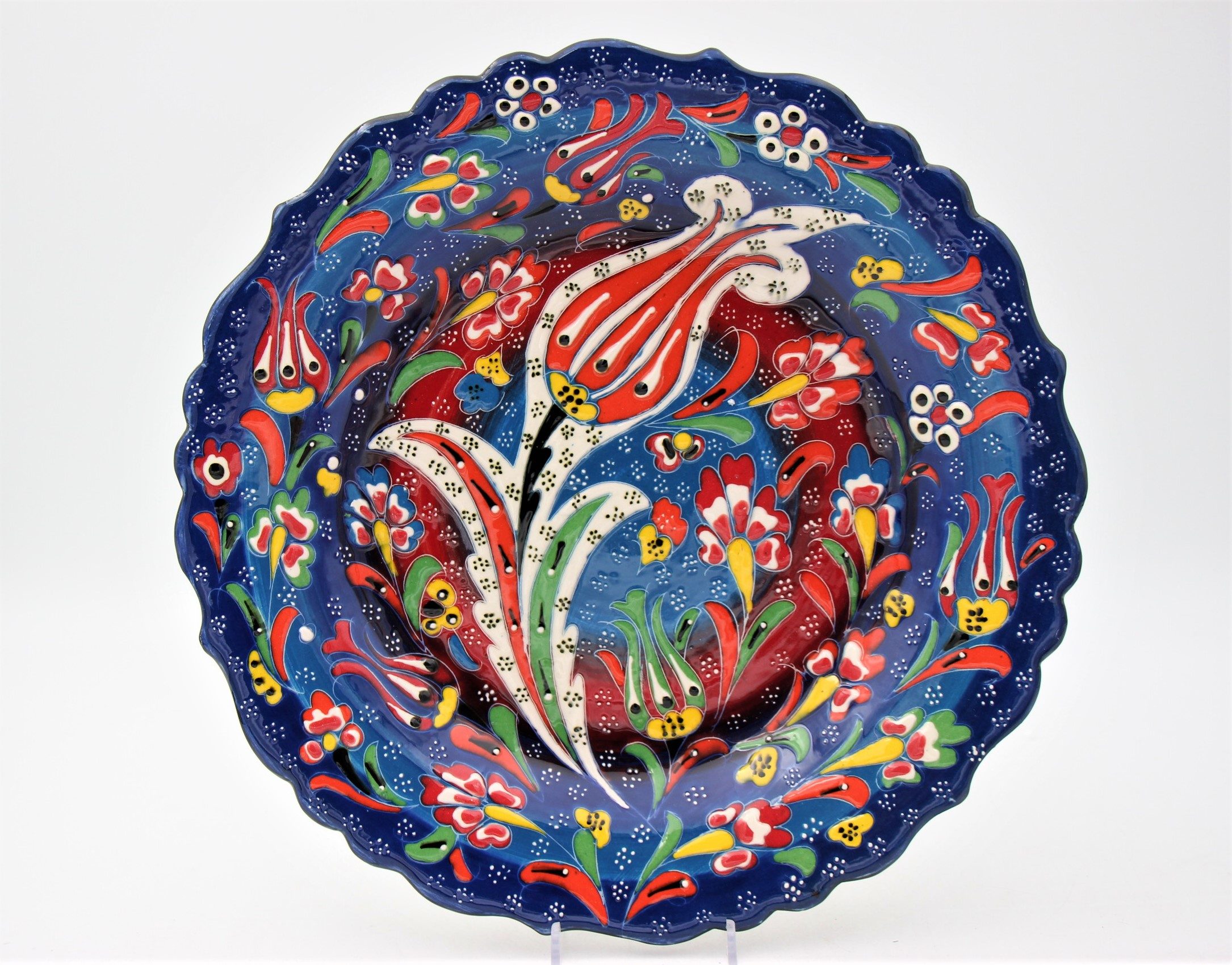 30cm Turkish Hand Painted Ceramic Plate Relief 3
