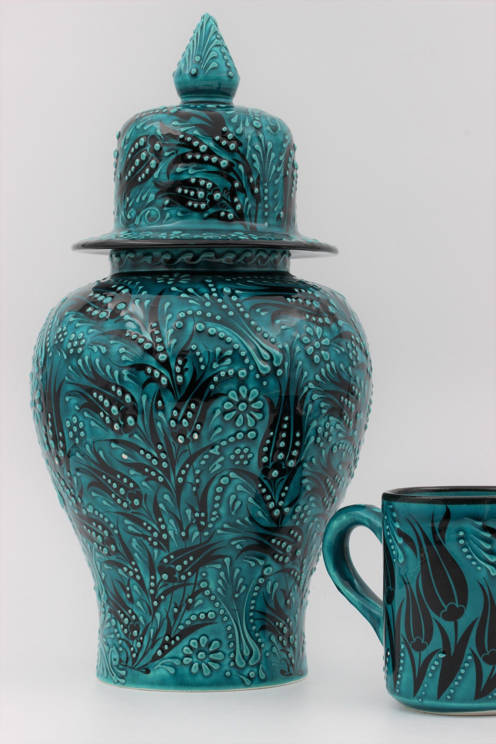 32 cm Hand Crafted Shah Vase Turquoise 1a