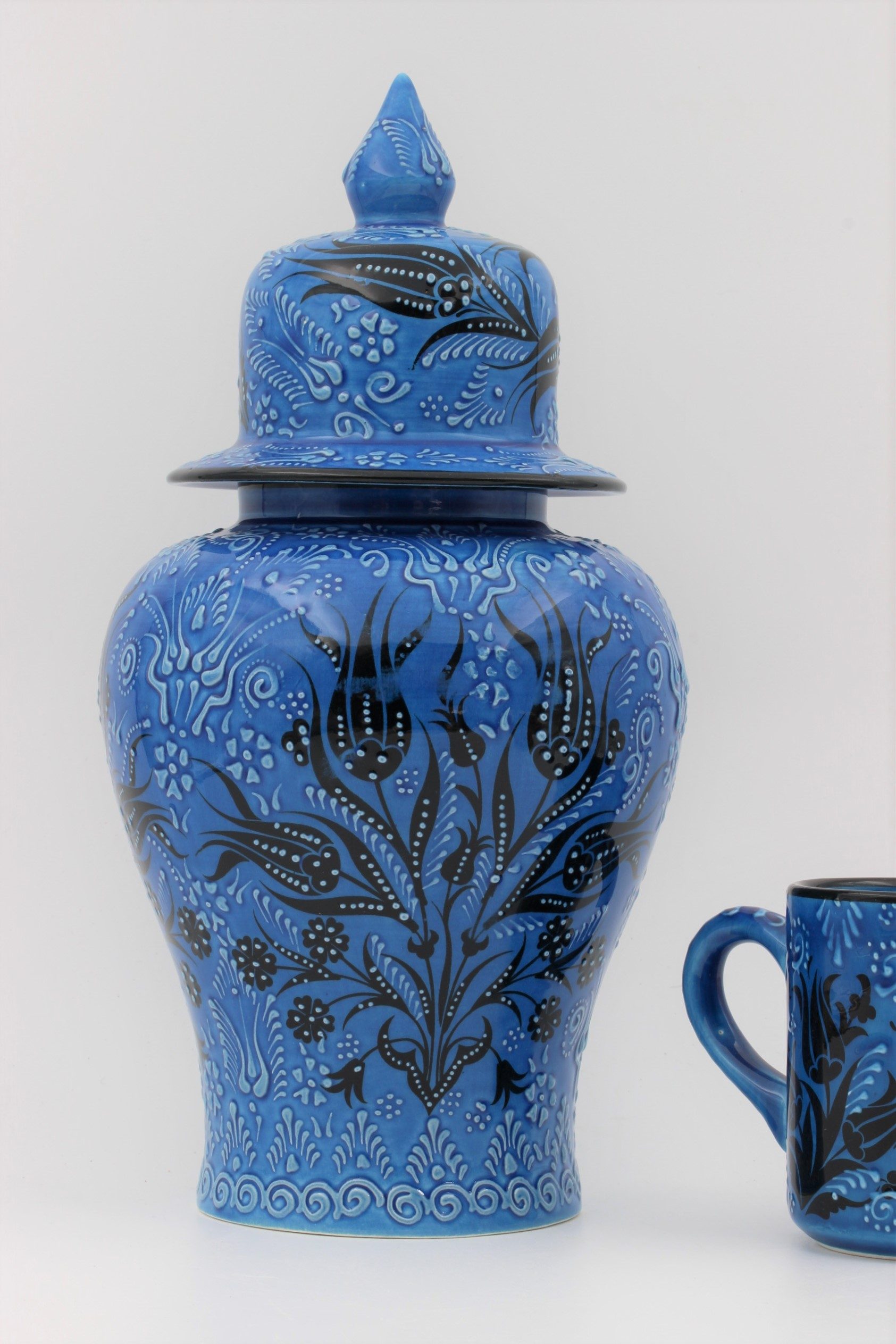 32 cm Hand Crafted Shah Vase Turquoise Blue 4a