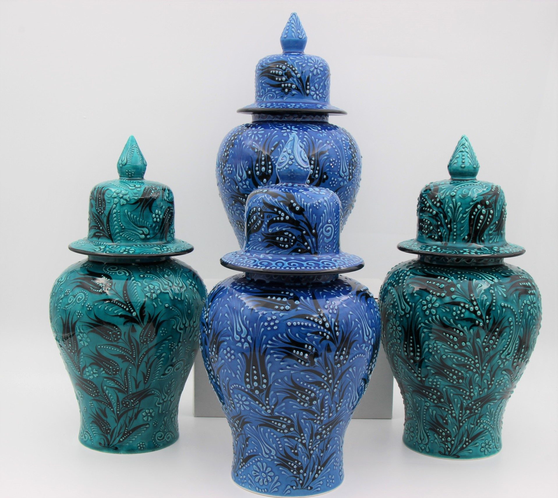 32 cm Hand Crafted Shah Vase Turquoise all