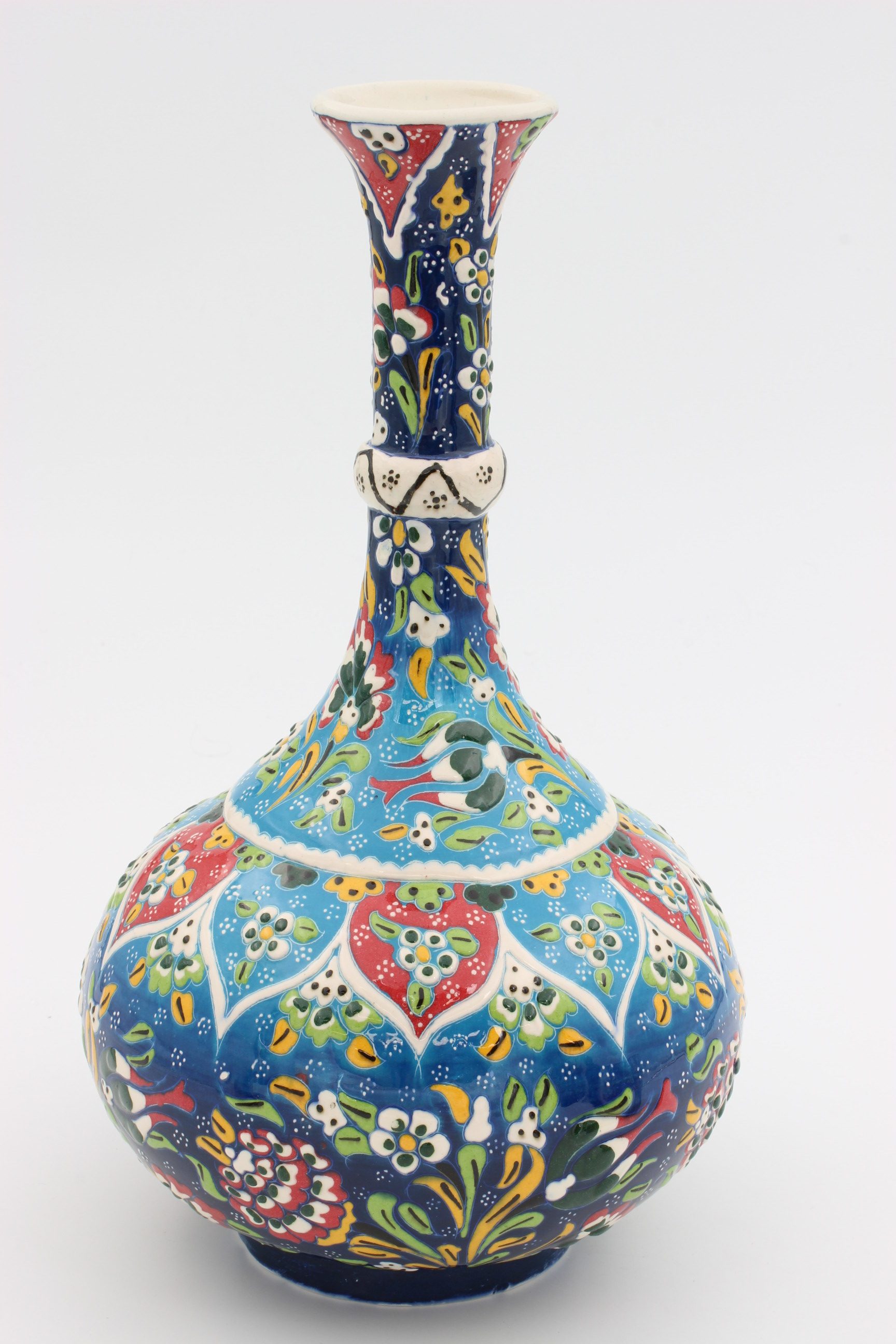 32 cm Hand Crafted Turkish Tear Vase Colourful Blue6a