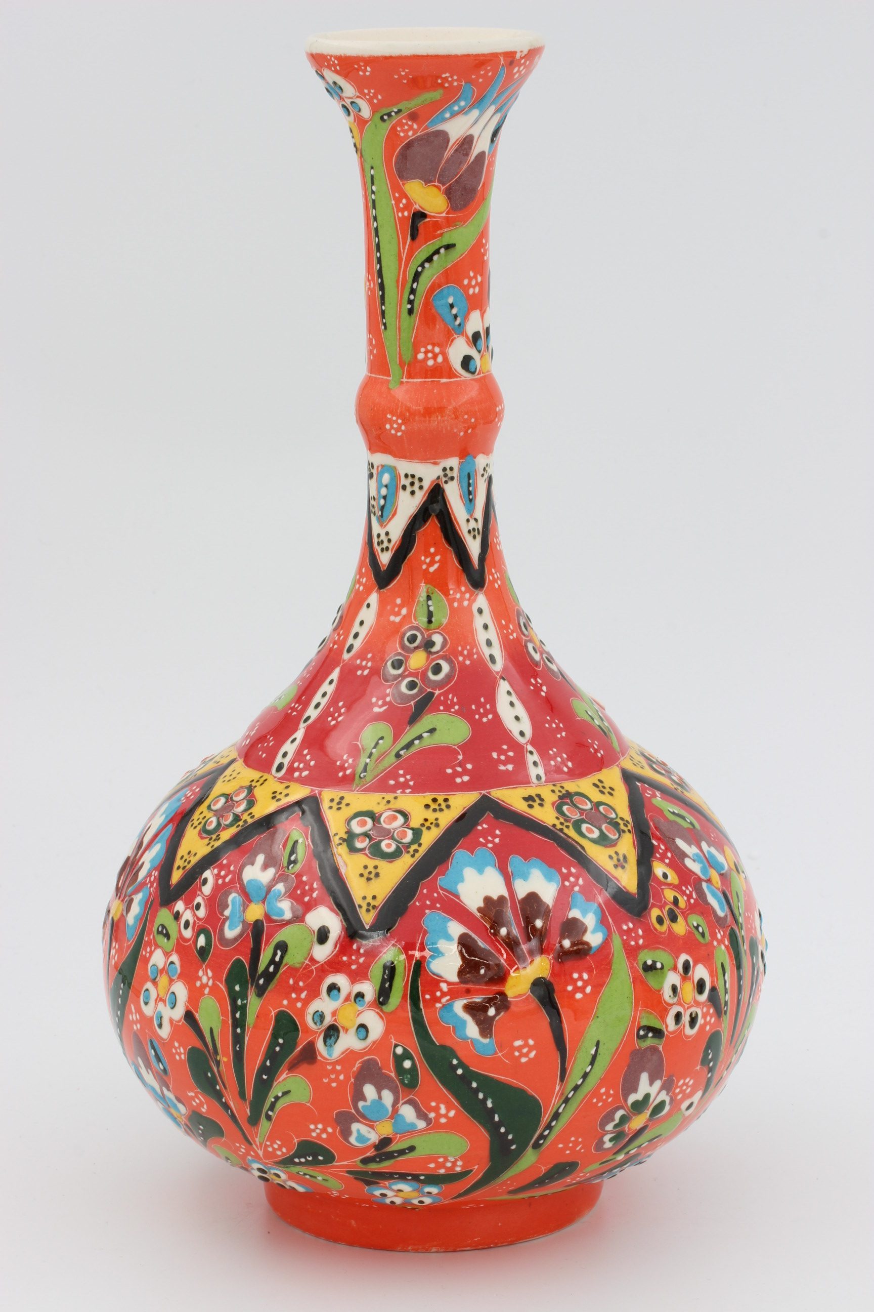 32 cm Hand Crafted Turkish Tear Vase Colourful Orange 3a