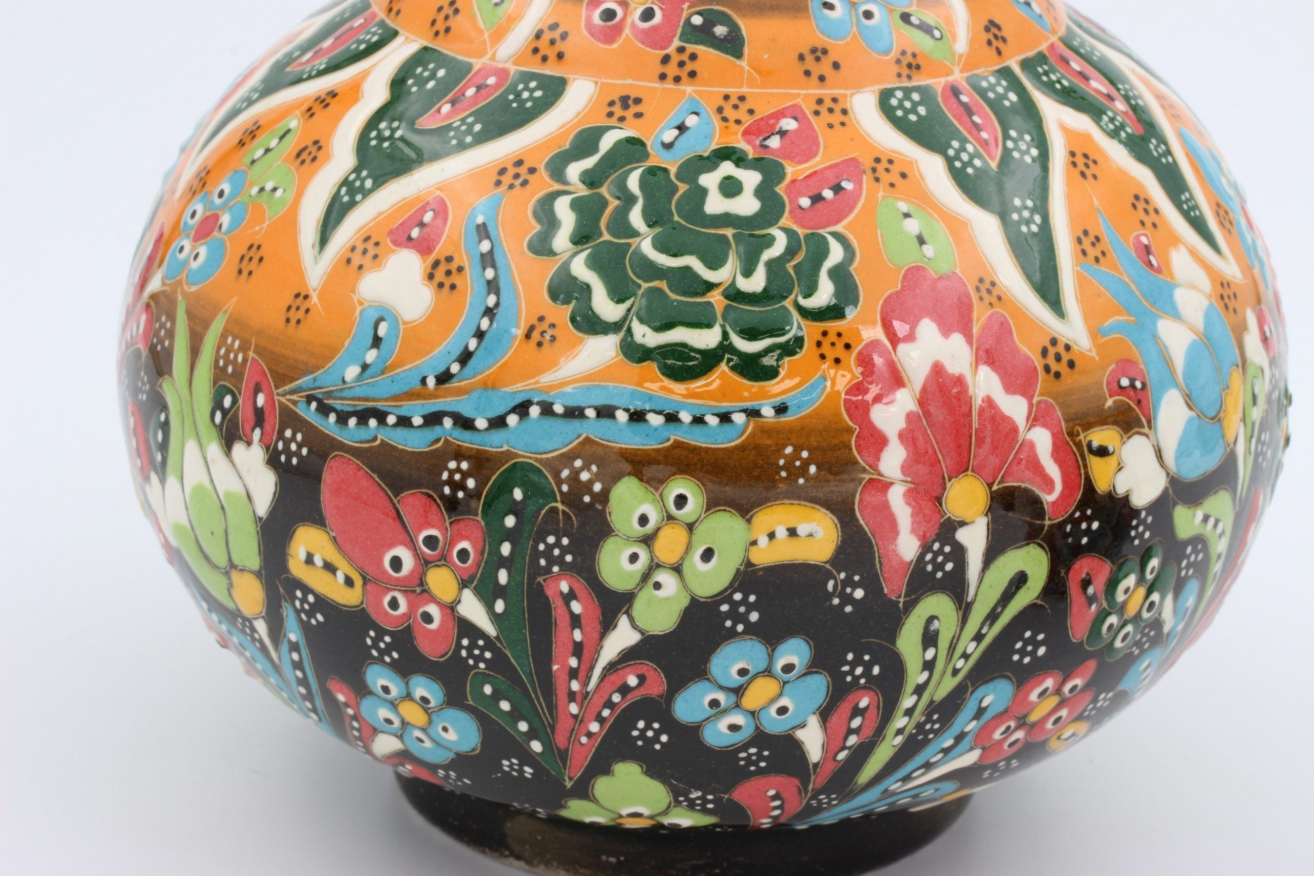 32 cm Hand Crafted Turkish Tear Vase Colourful Orangeblack4b