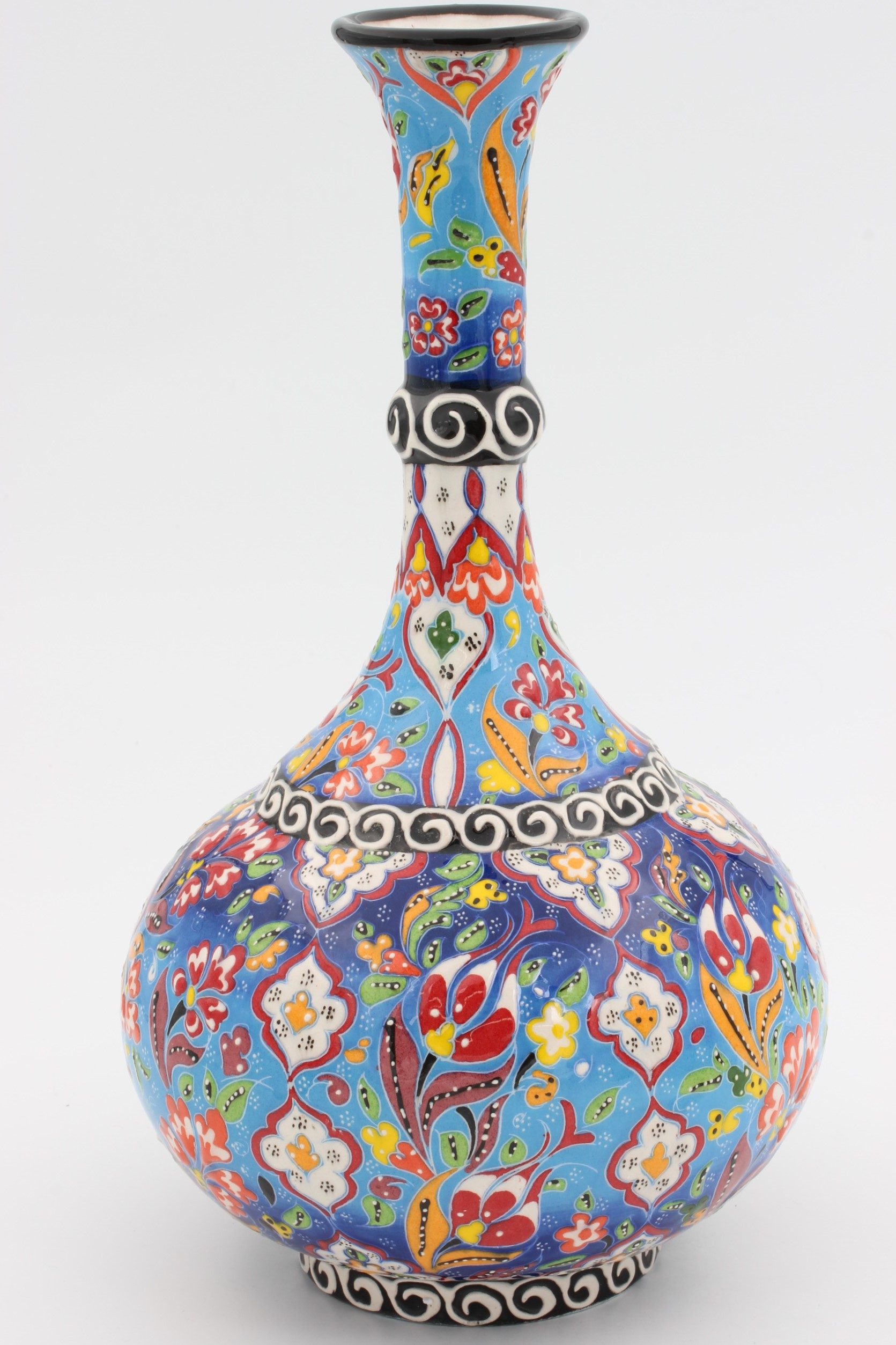 32 cm Hand Crafted Turkish Tear Vase Colourful lightBlue7a