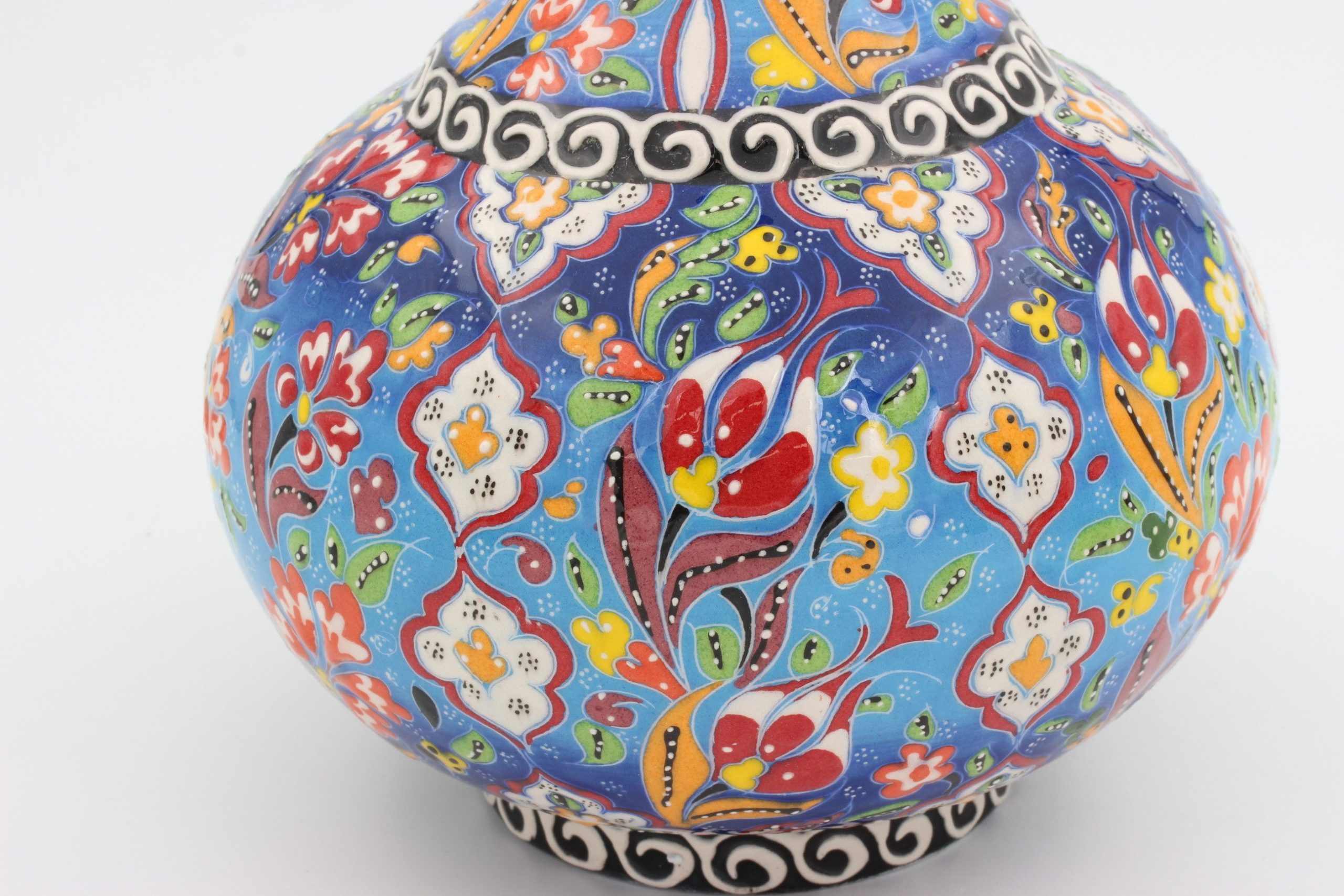 32 cm Hand Crafted Turkish Tear Vase Colourful lightBlue7b