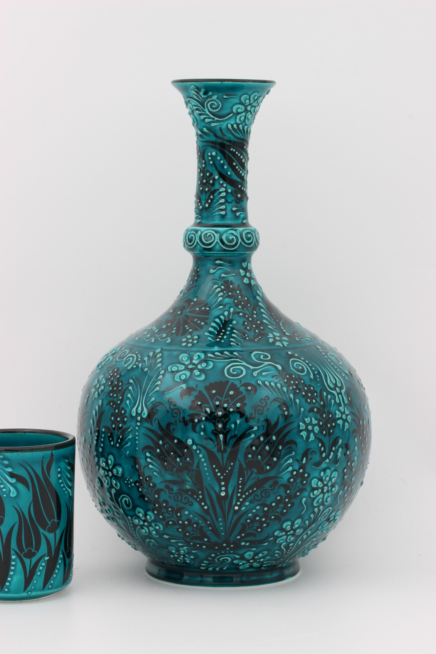 32 cm Hand Crafted Turkish Tear Vase Turquoise 1a