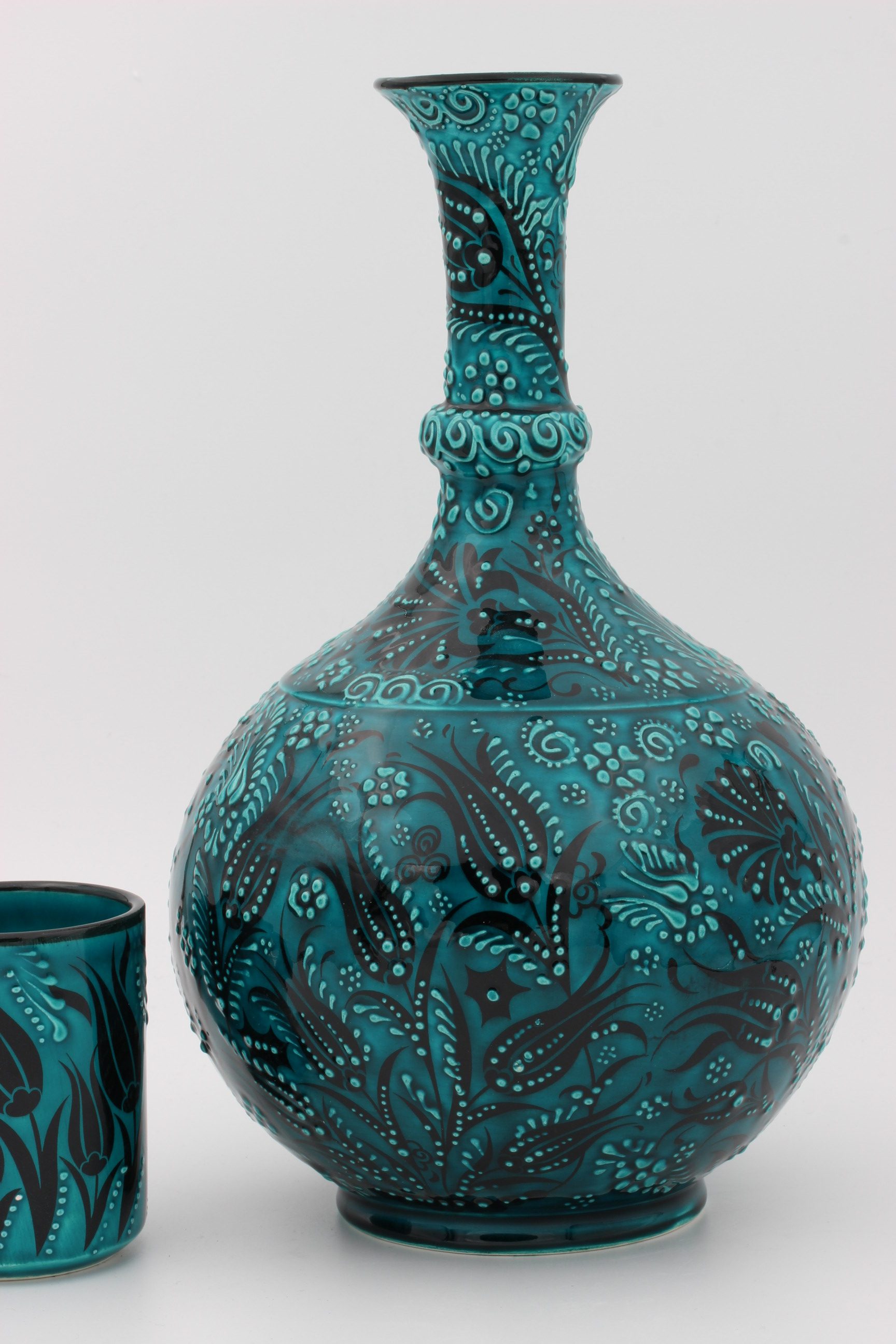 32 cm Hand Crafted Turkish Tear Vase Turquoise 3a