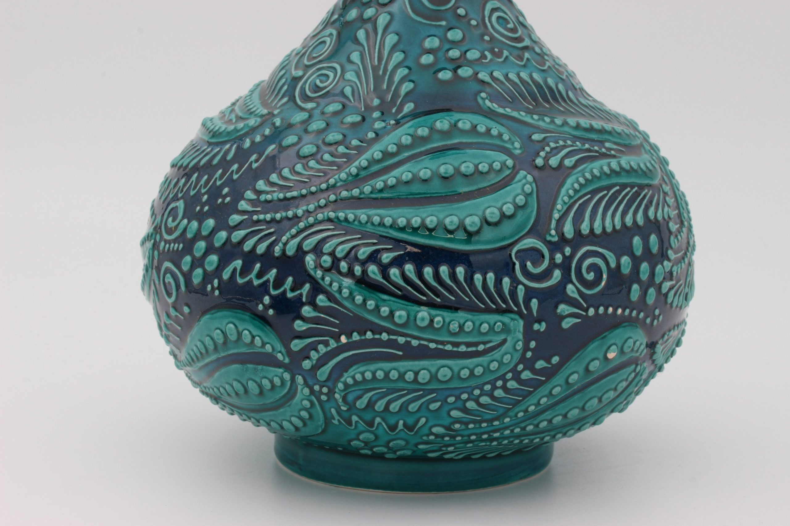 32 cm Hand Crafted Turkish Tear Vase Turquoise 6b