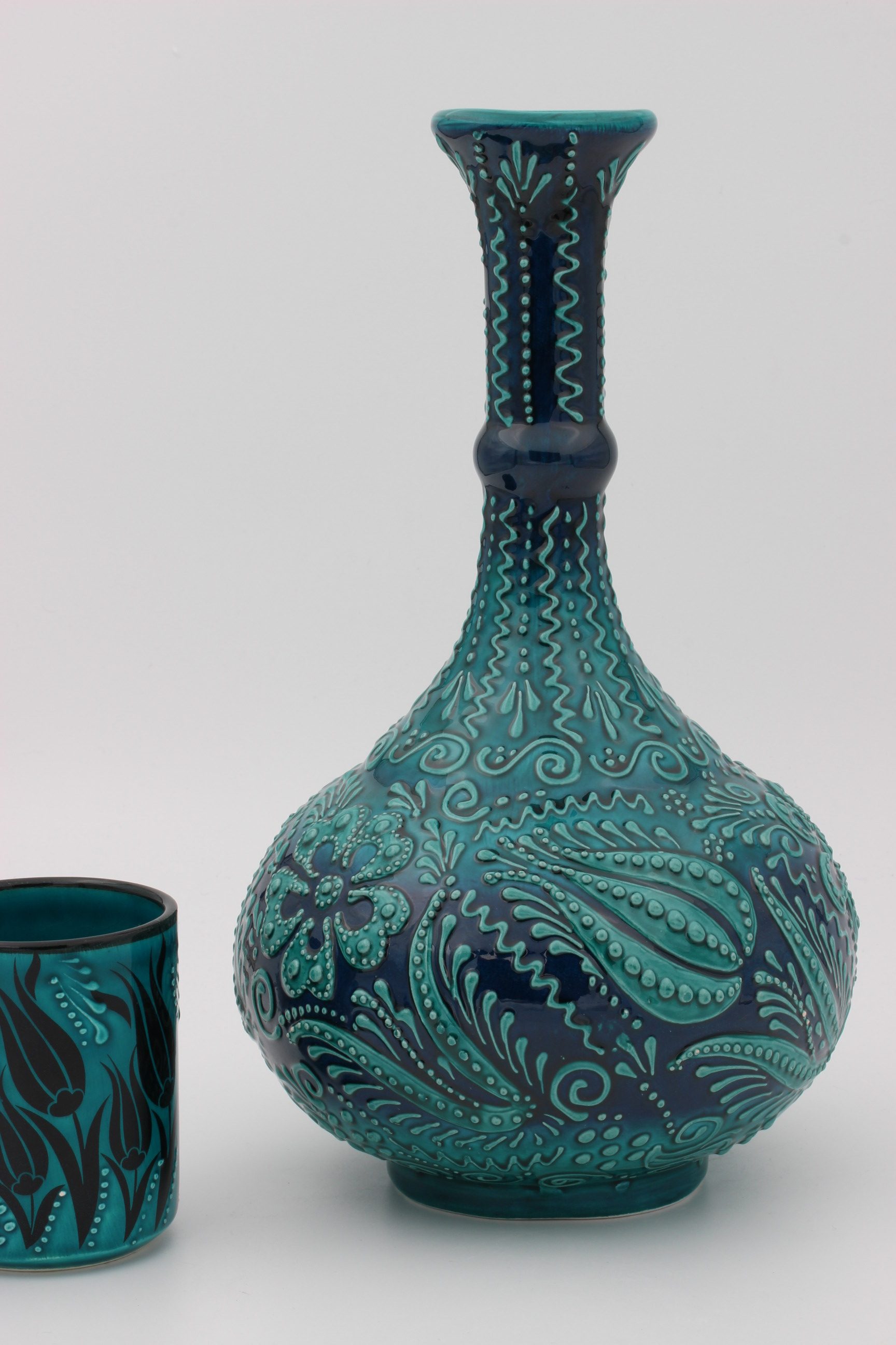 32 cm Hand Crafted Turkish Tear Vase Turquoise 7a