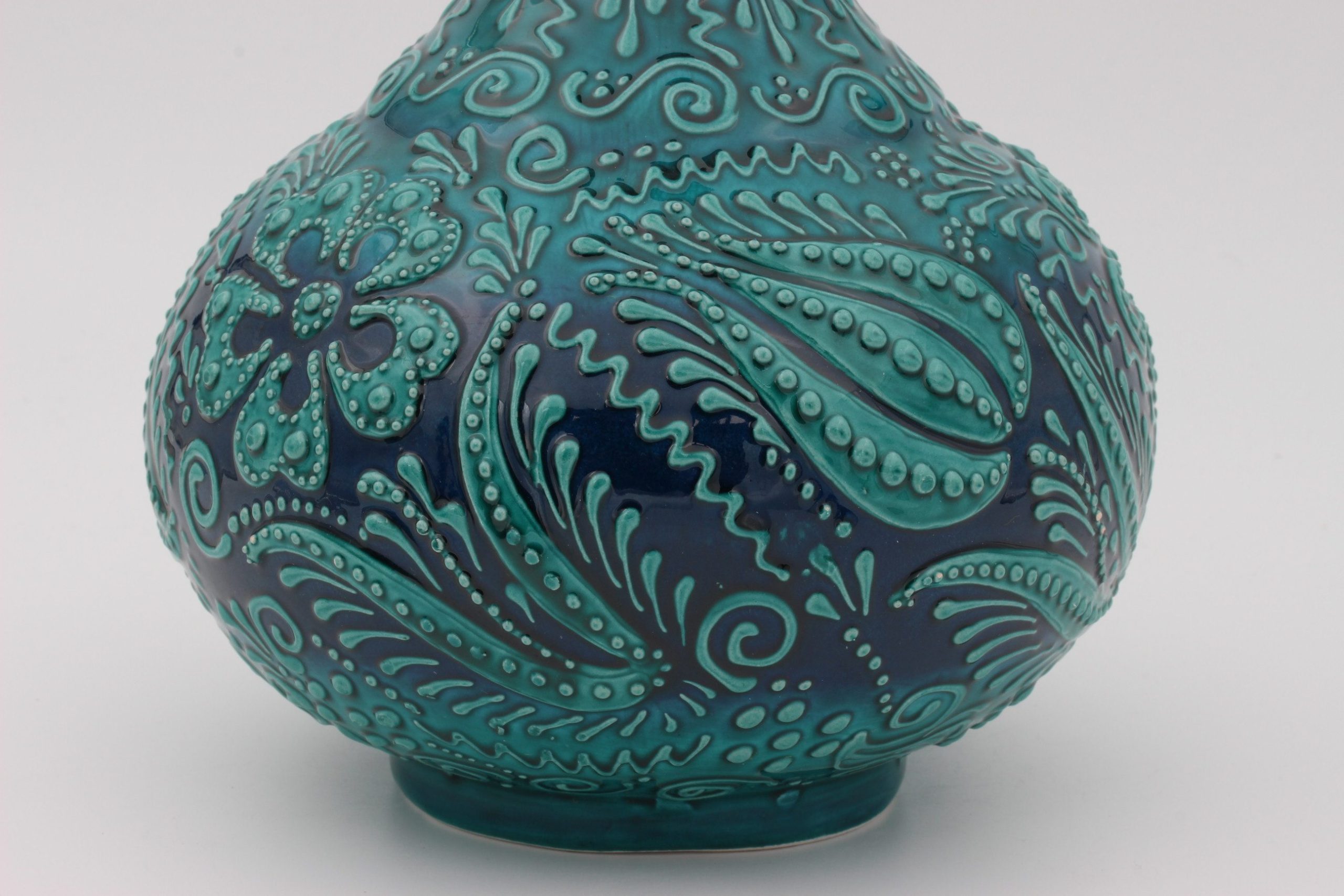 32 cm Hand Crafted Turkish Tear Vase Turquoise 7c