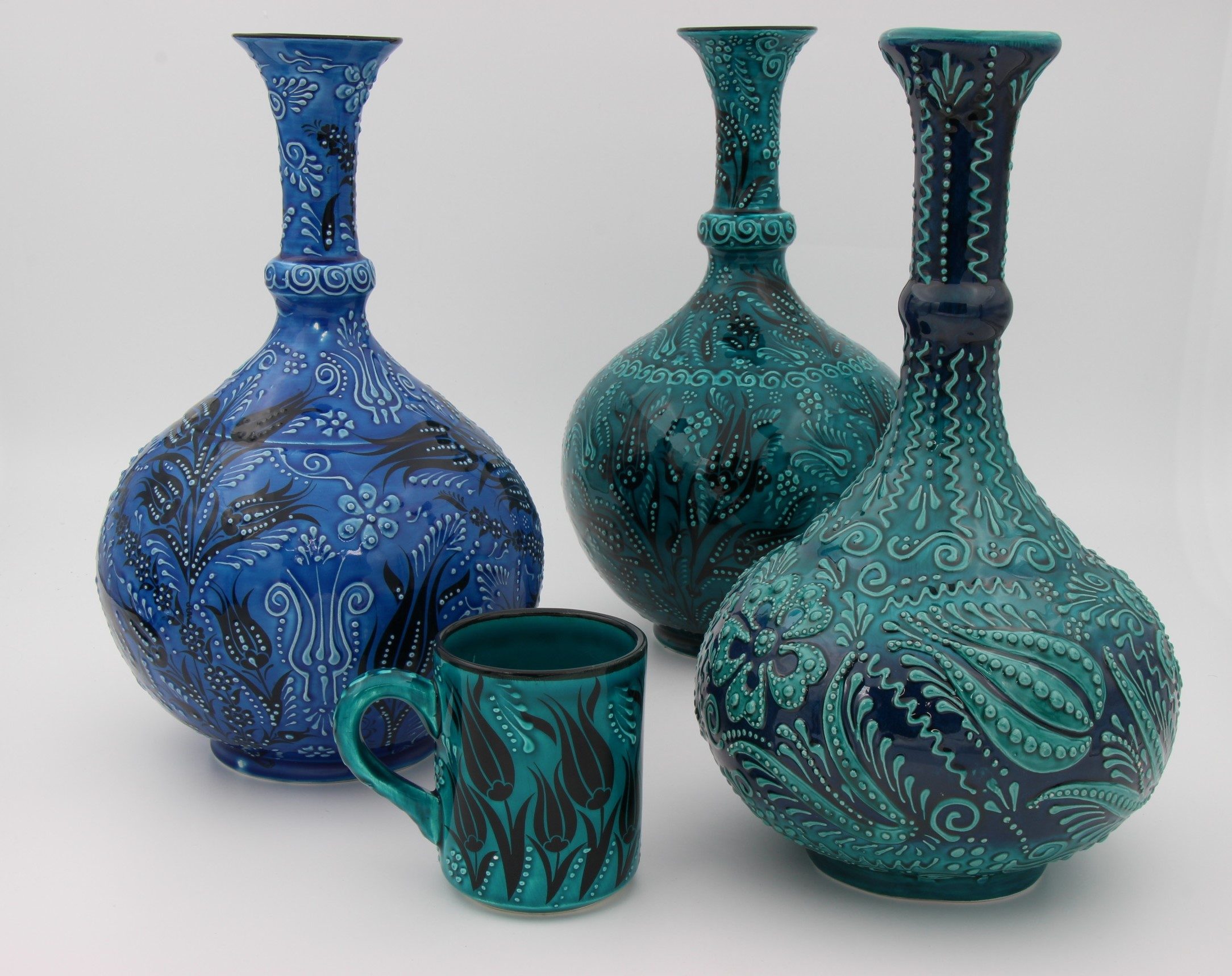 32 cm Hand Crafted Turkish Tear Vase Turquoise all2