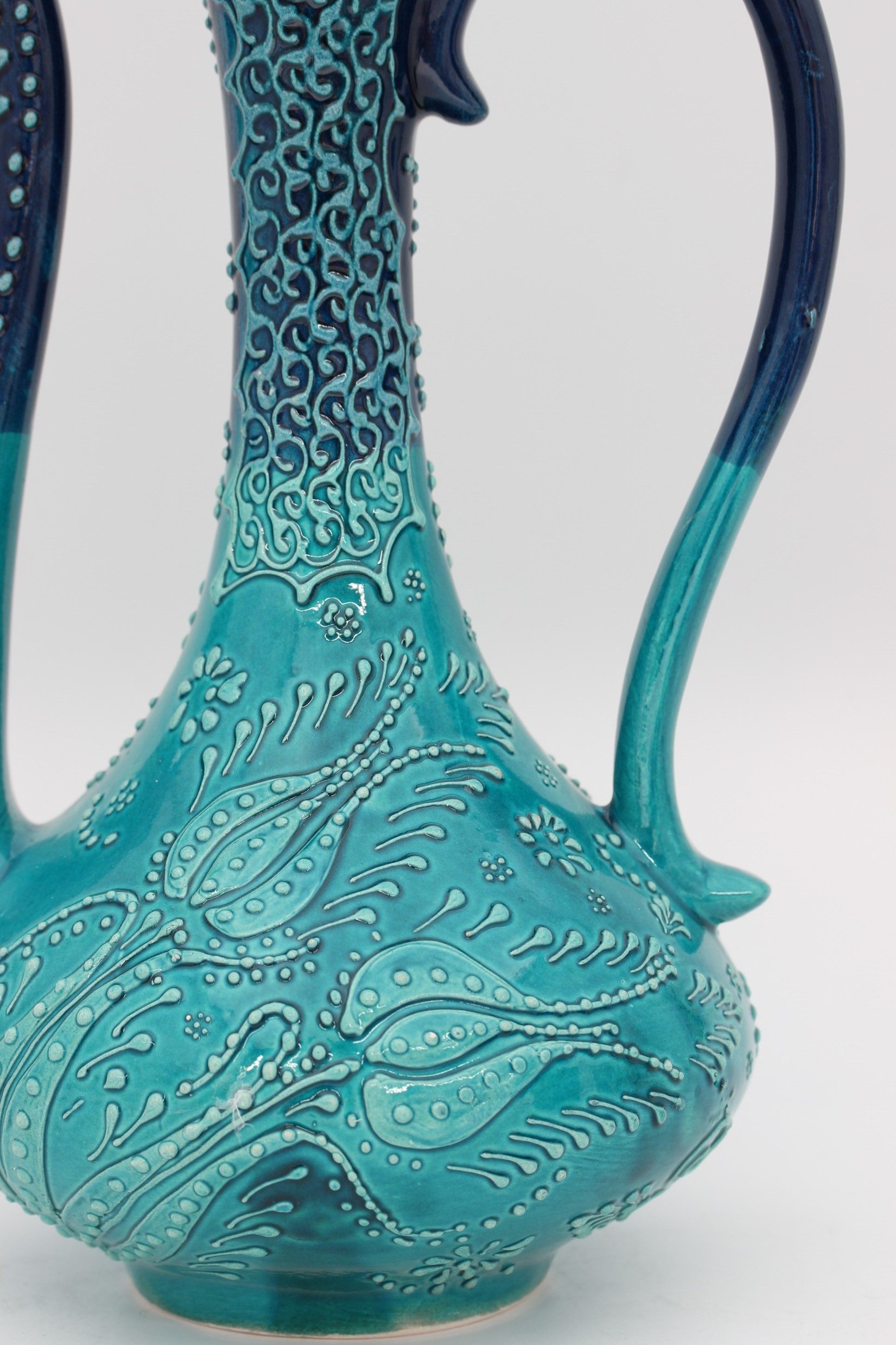 32cm Hand Painted Turkish Coffee Vase Turquoise 3b