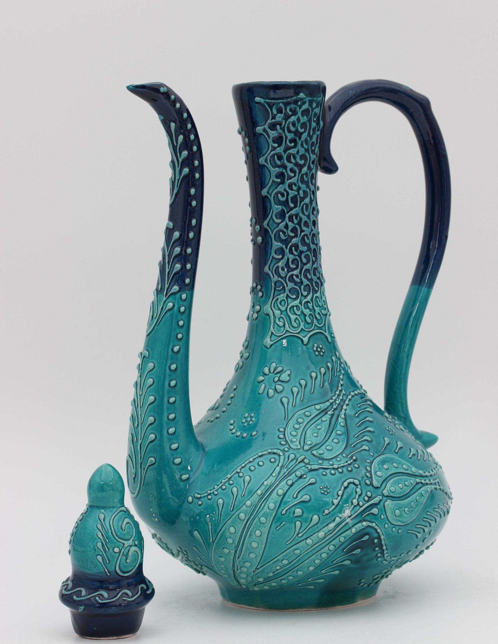 32cm Hand Painted Turkish Coffee Vase Turquoise 3d
