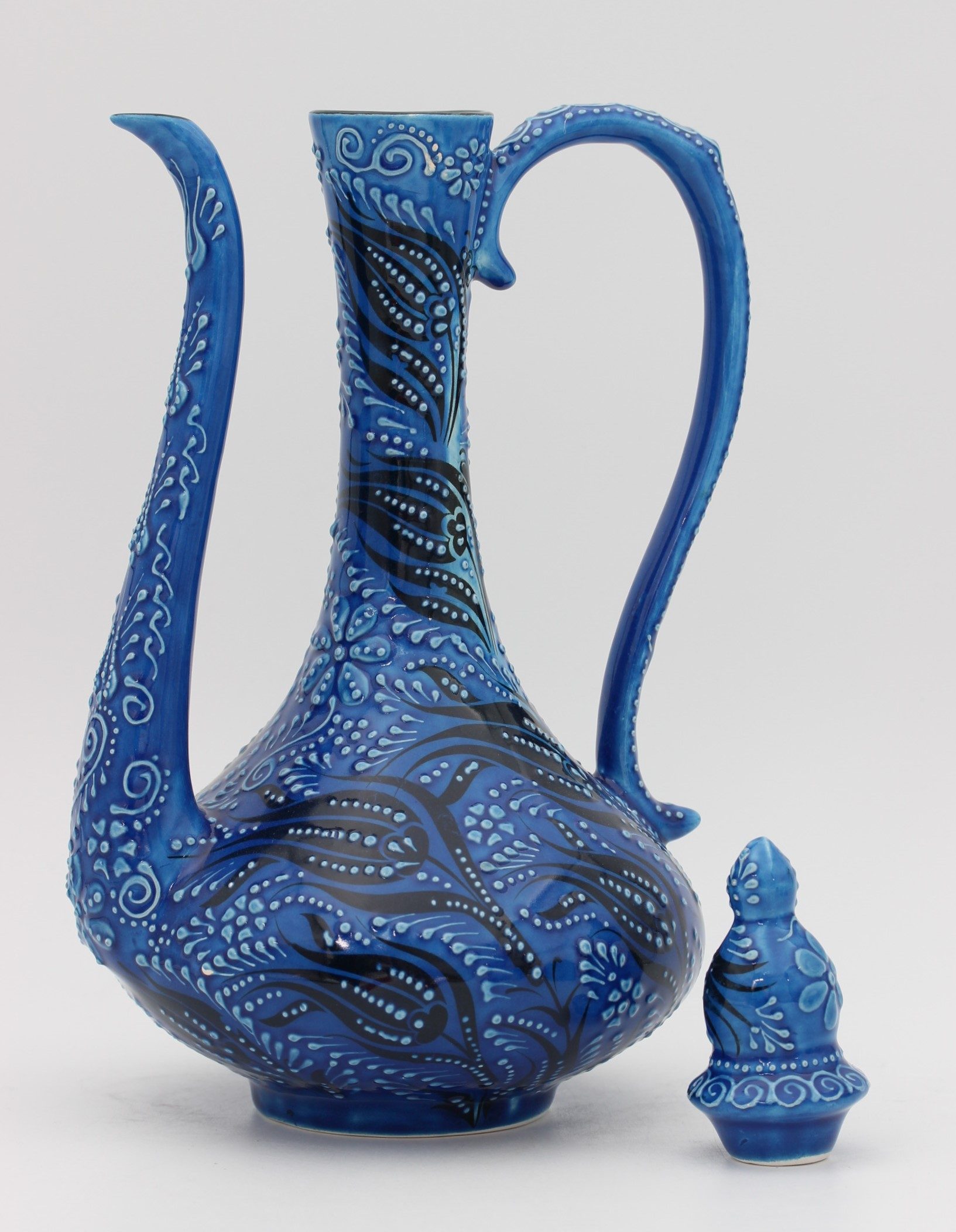 32cm Hand Painted Turkish Coffee Vase Turquoise Blue 1b