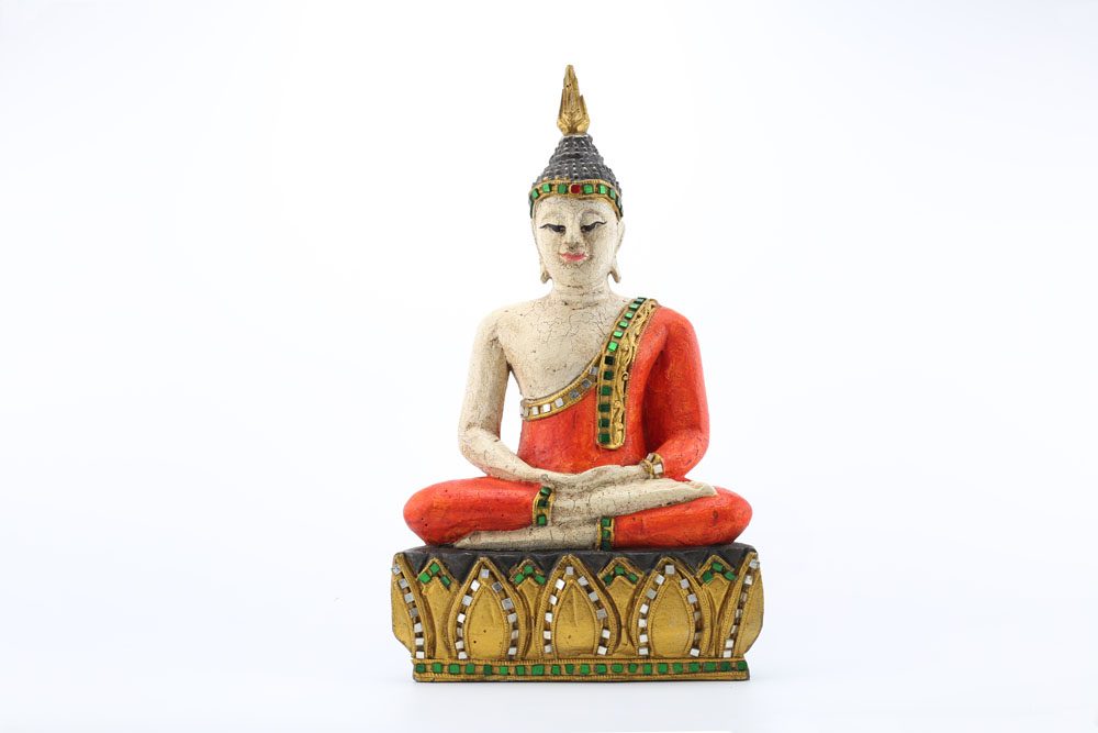 35cm Resting Buddha Antique White/Orange 1 35cm Resting Buddha Antique White/Orange