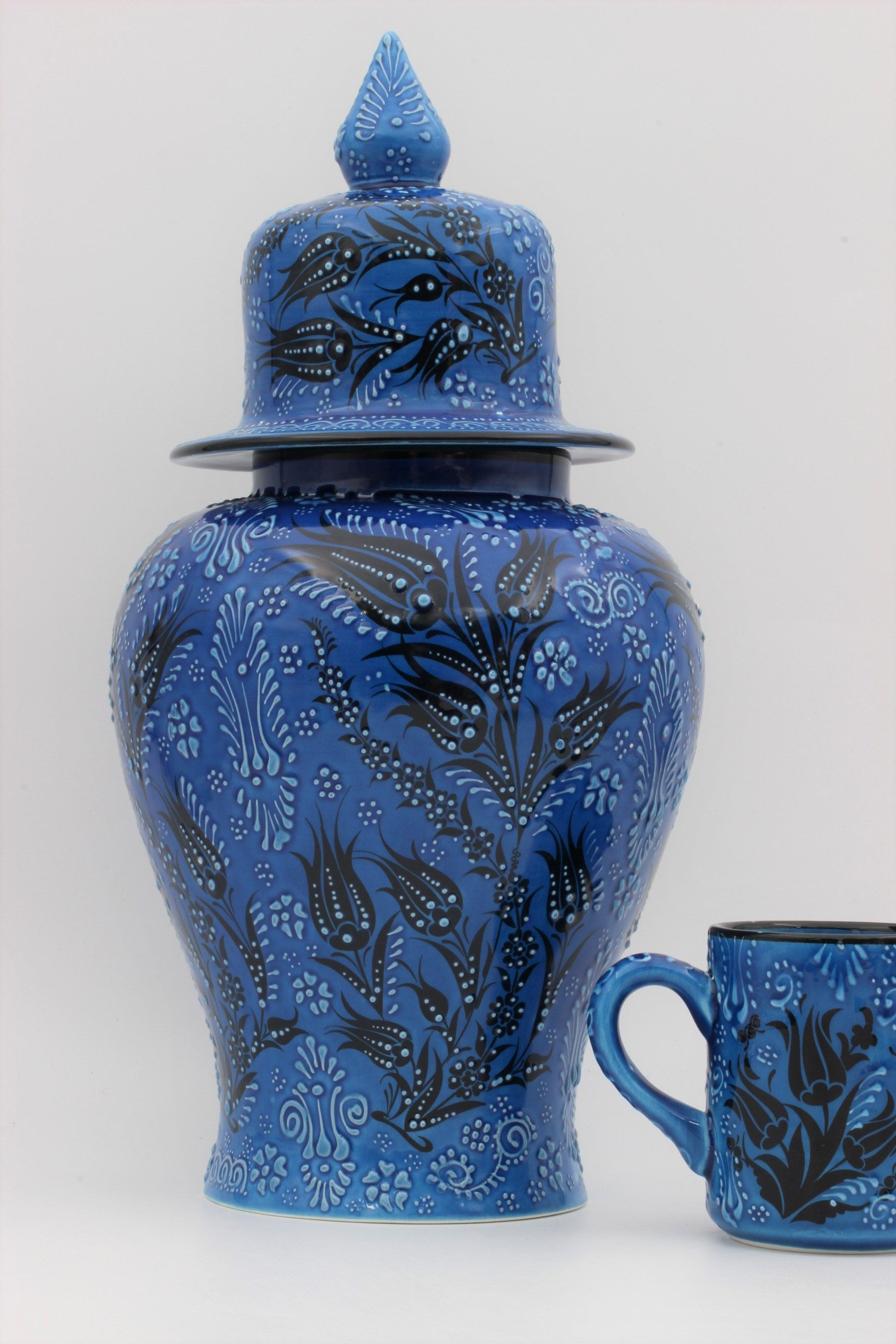 38 cm Hand Crafted Shah Vase Turquoise Blue 1a