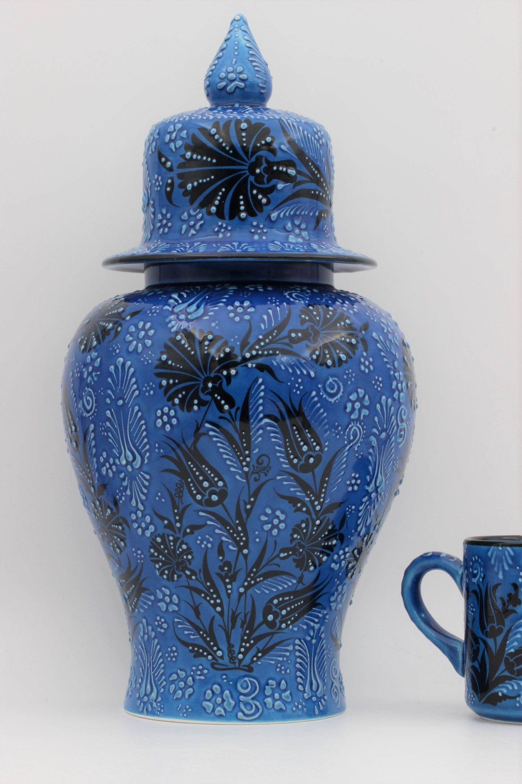 38 cm Hand Crafted Shah Vase Turquoise Blue 2a