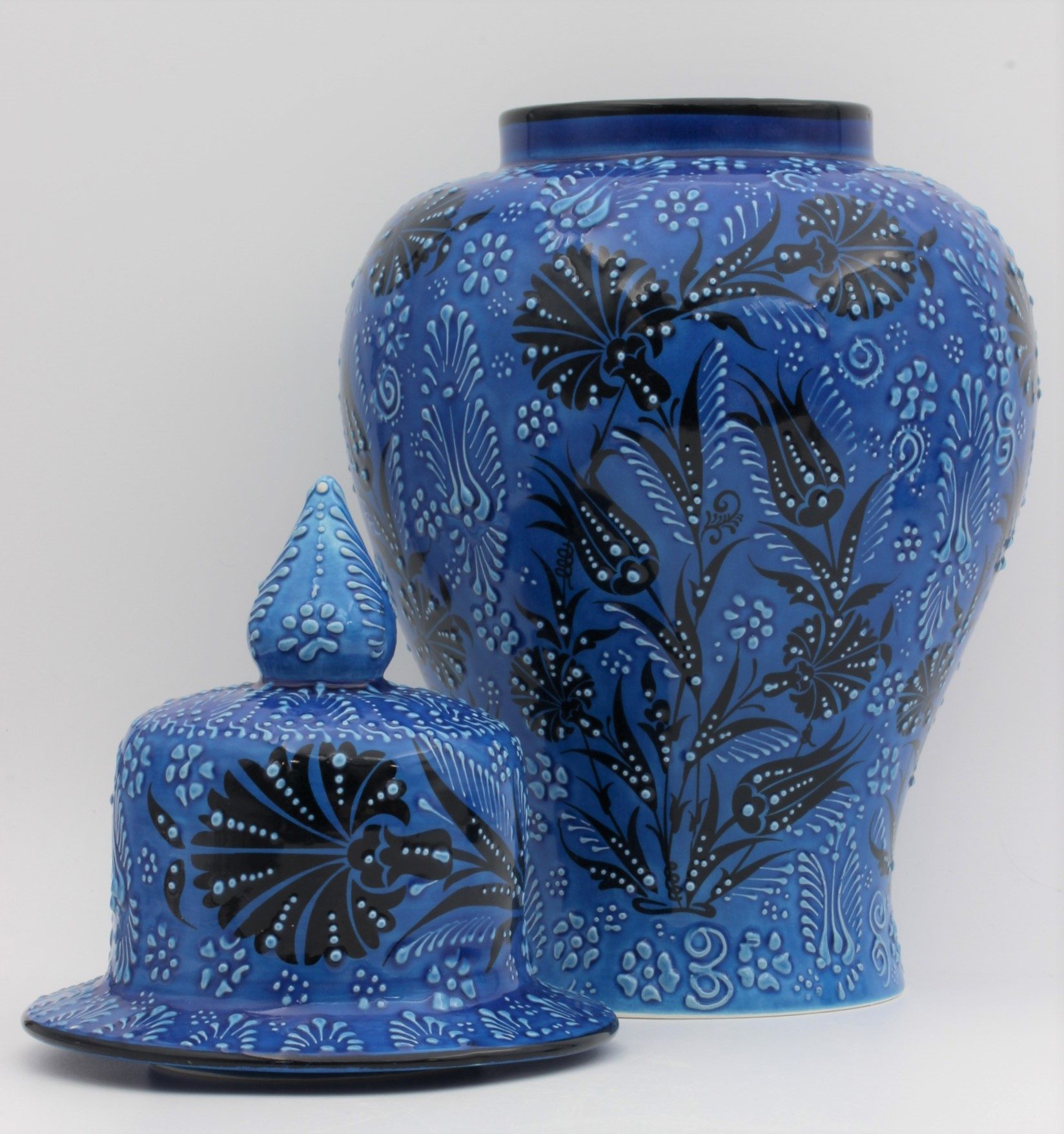 38 cm Hand Crafted Shah Vase Turquoise Blue 2b