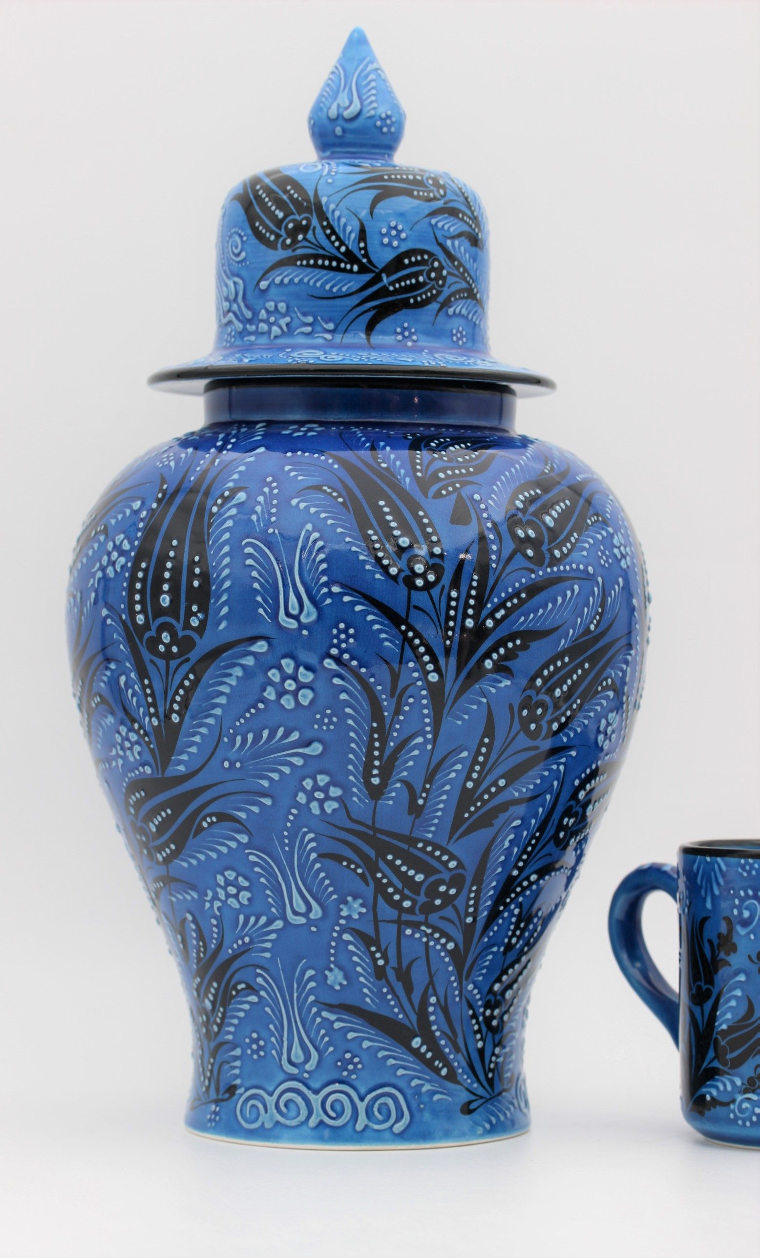 38 cm Hand Crafted Shah Vase Turquoise Blue 4a