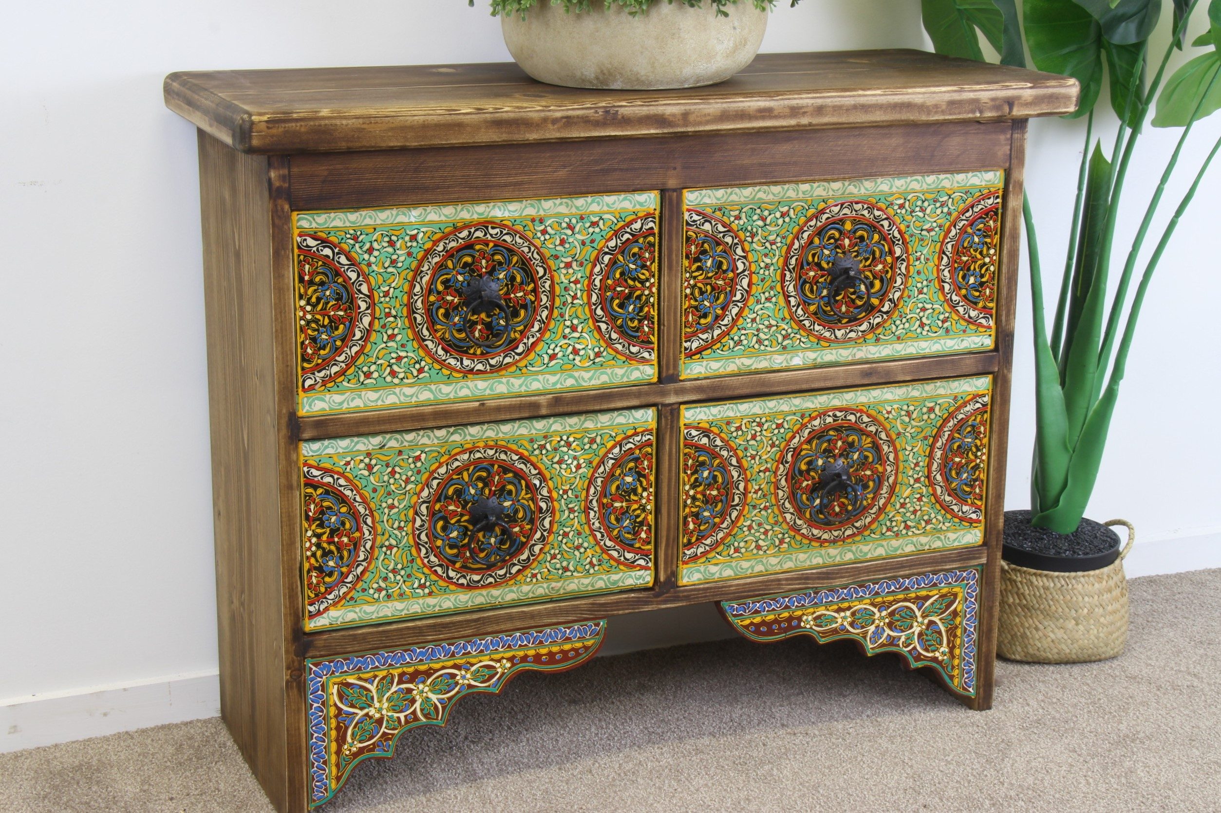 4 Drawer Colourful Hand Painted Cabinet 1A 3
