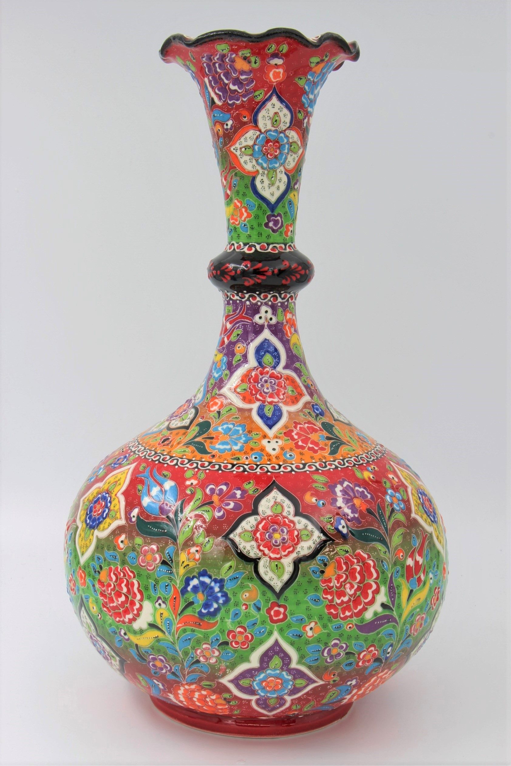 40 cm Hand Crafted Tear Vase Colourful Relief 1