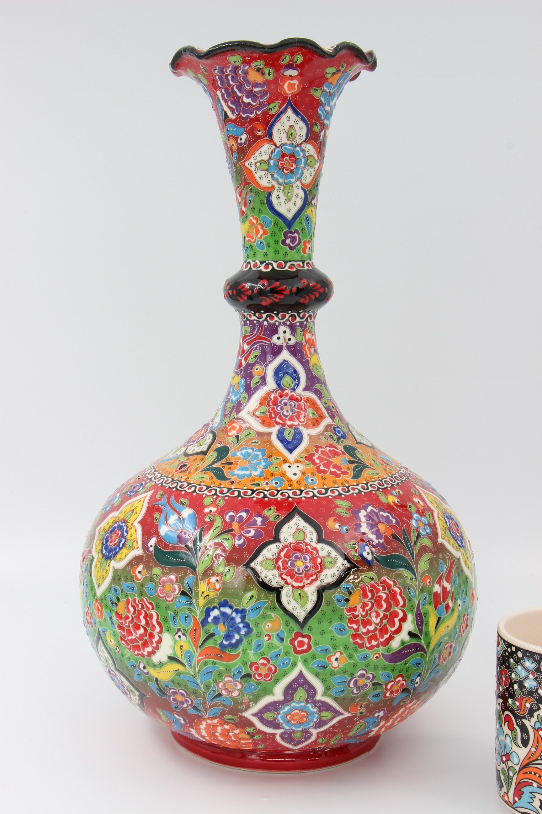 40 cm Hand Crafted Tear Vase Colourful Relief 2