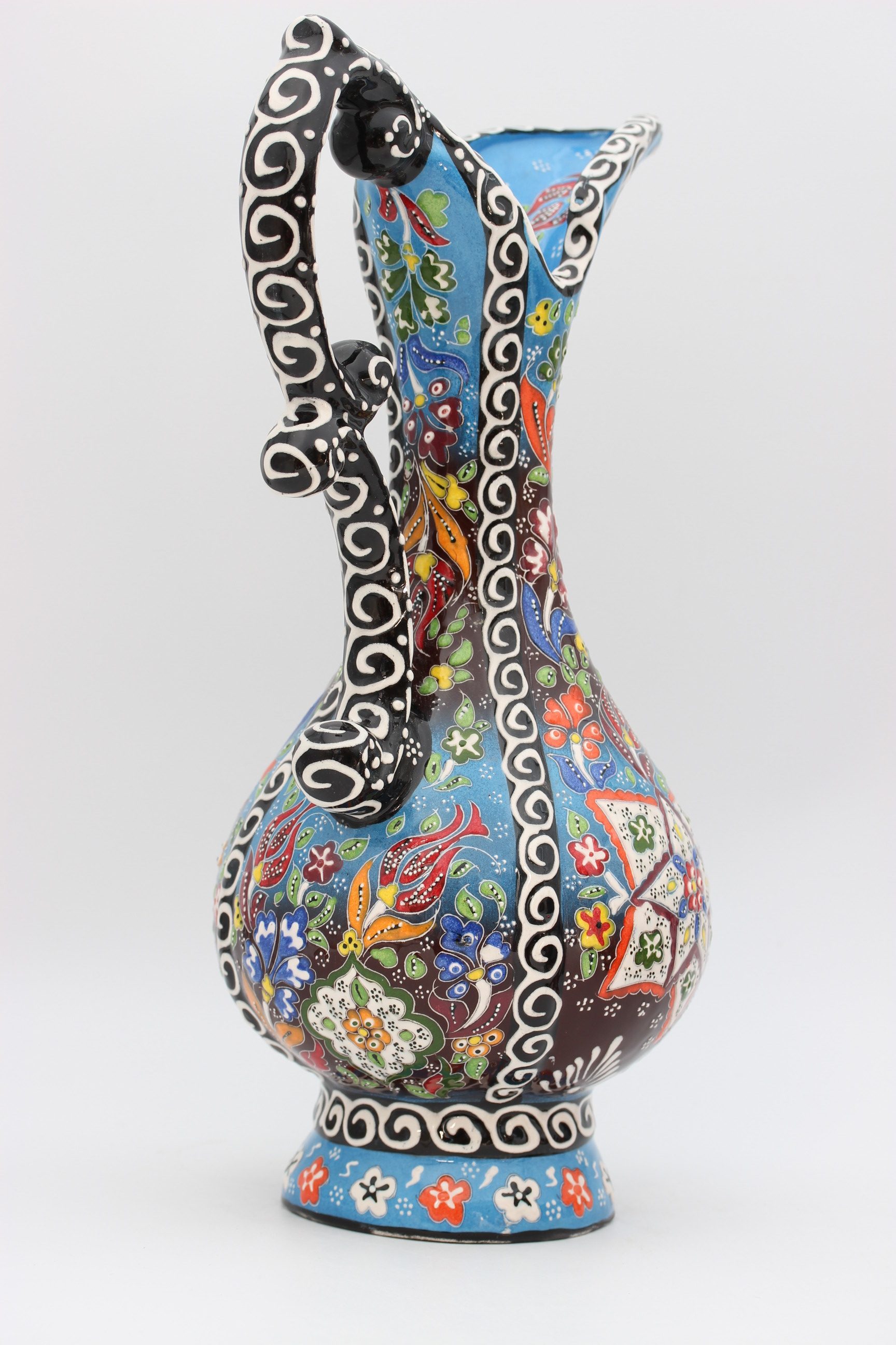 40 cm Handpainted Colouful Turkish Pitcher Vase 2d