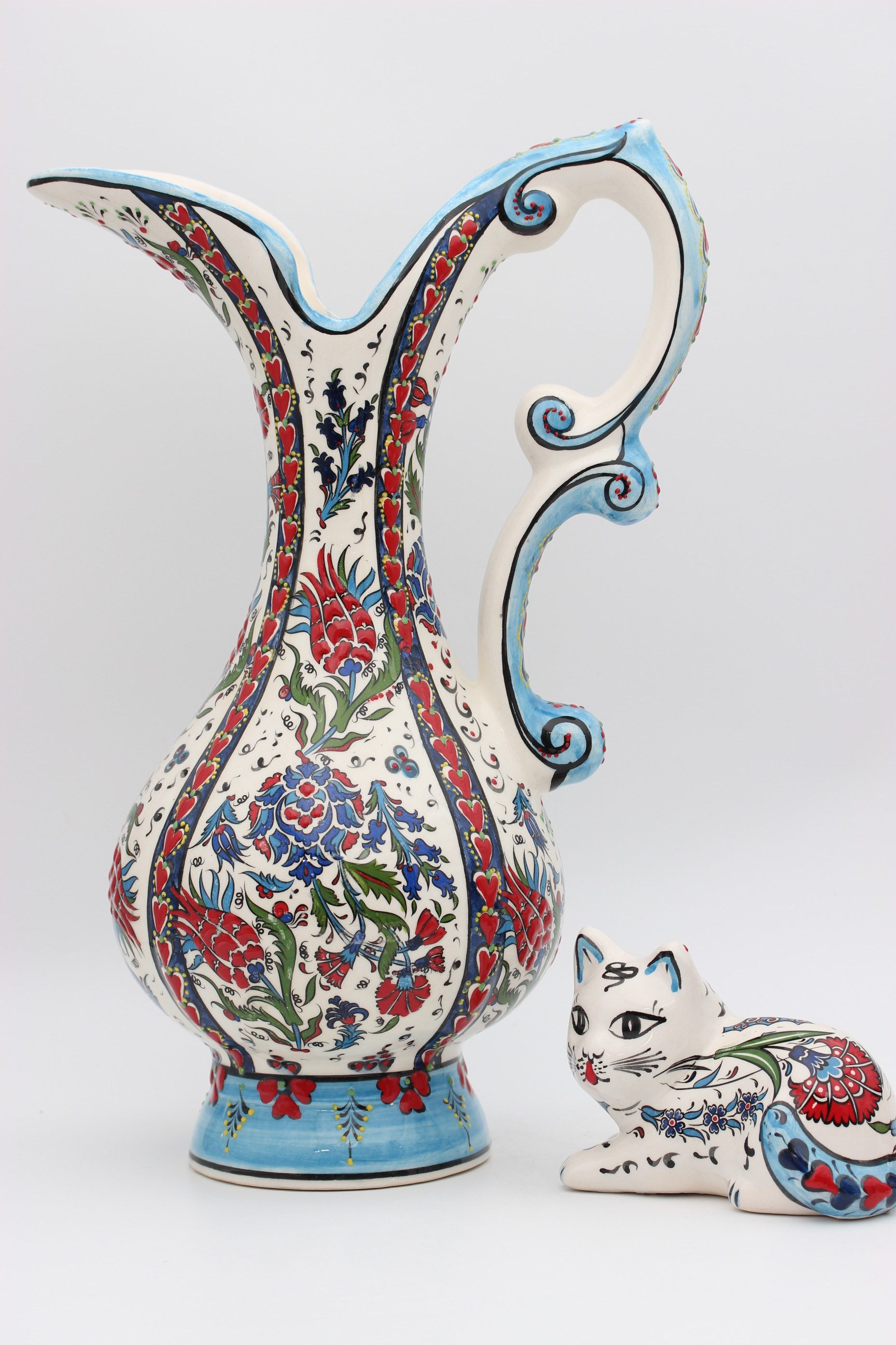 40cm Handpainted Turkish Pitcher Vase Tulip 3a