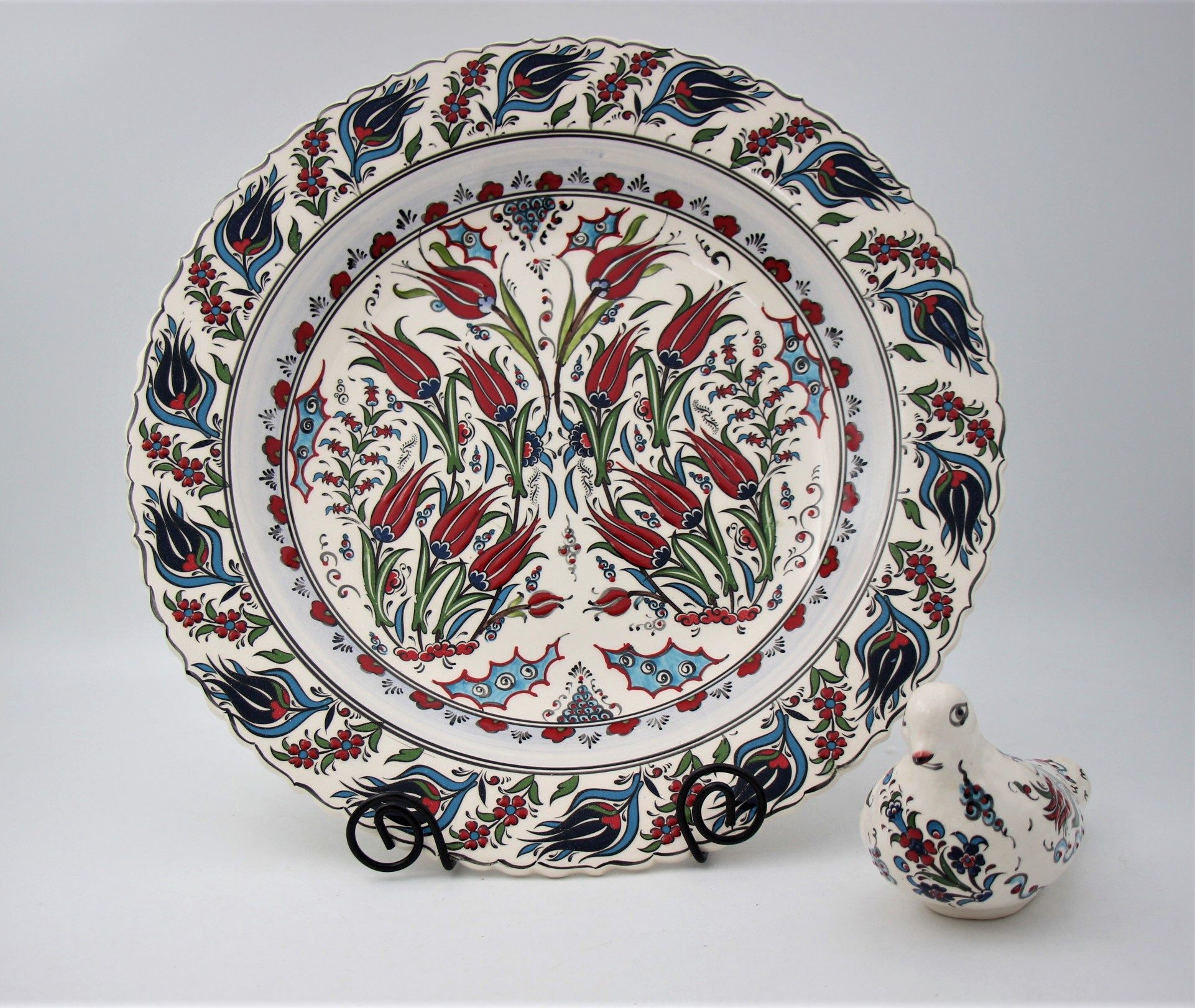 40cm Turkish Hand Painted Ceramic Plate Tulip 1