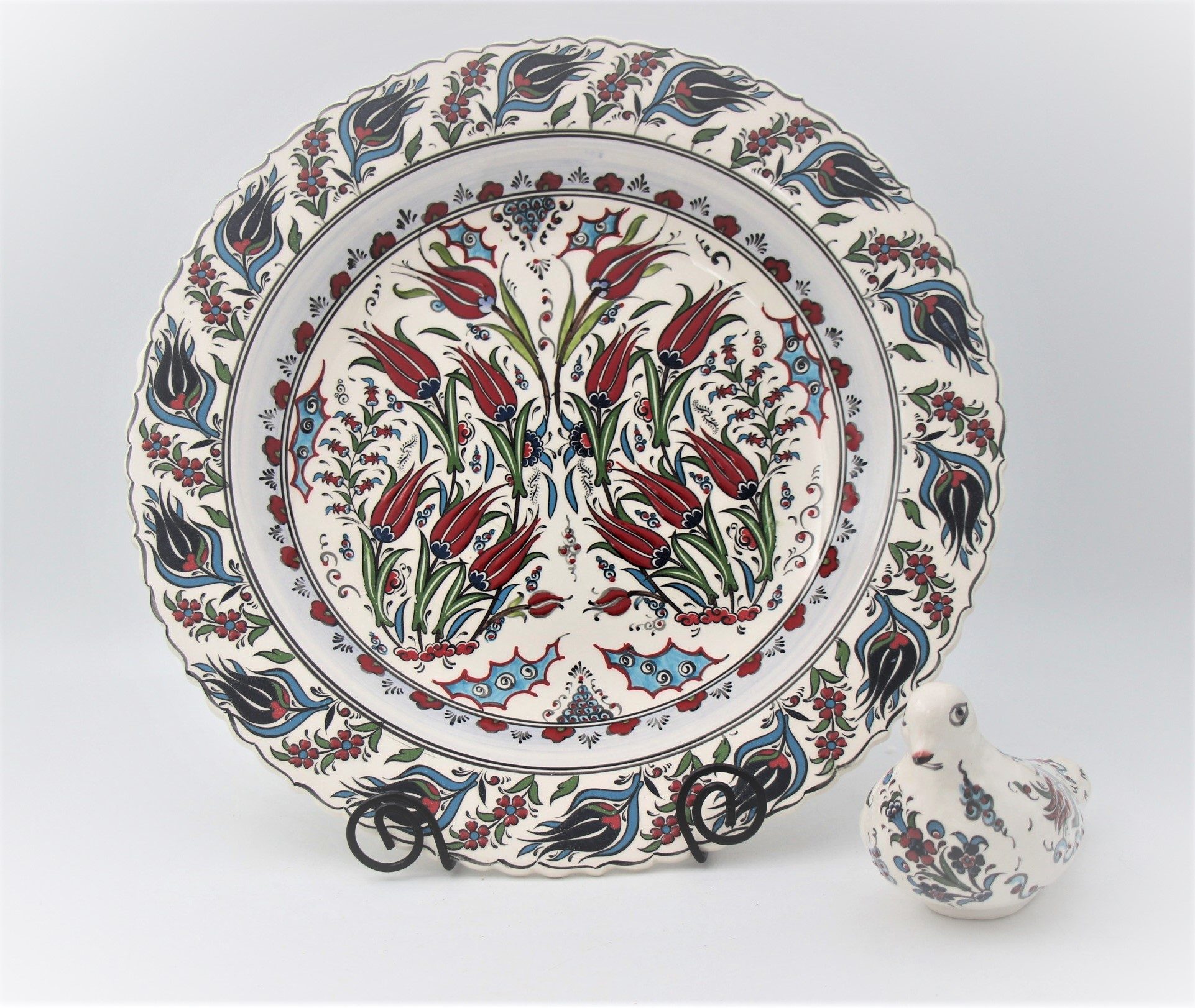 40cm Turkish Hand Painted Ceramic Plate Tulip 1