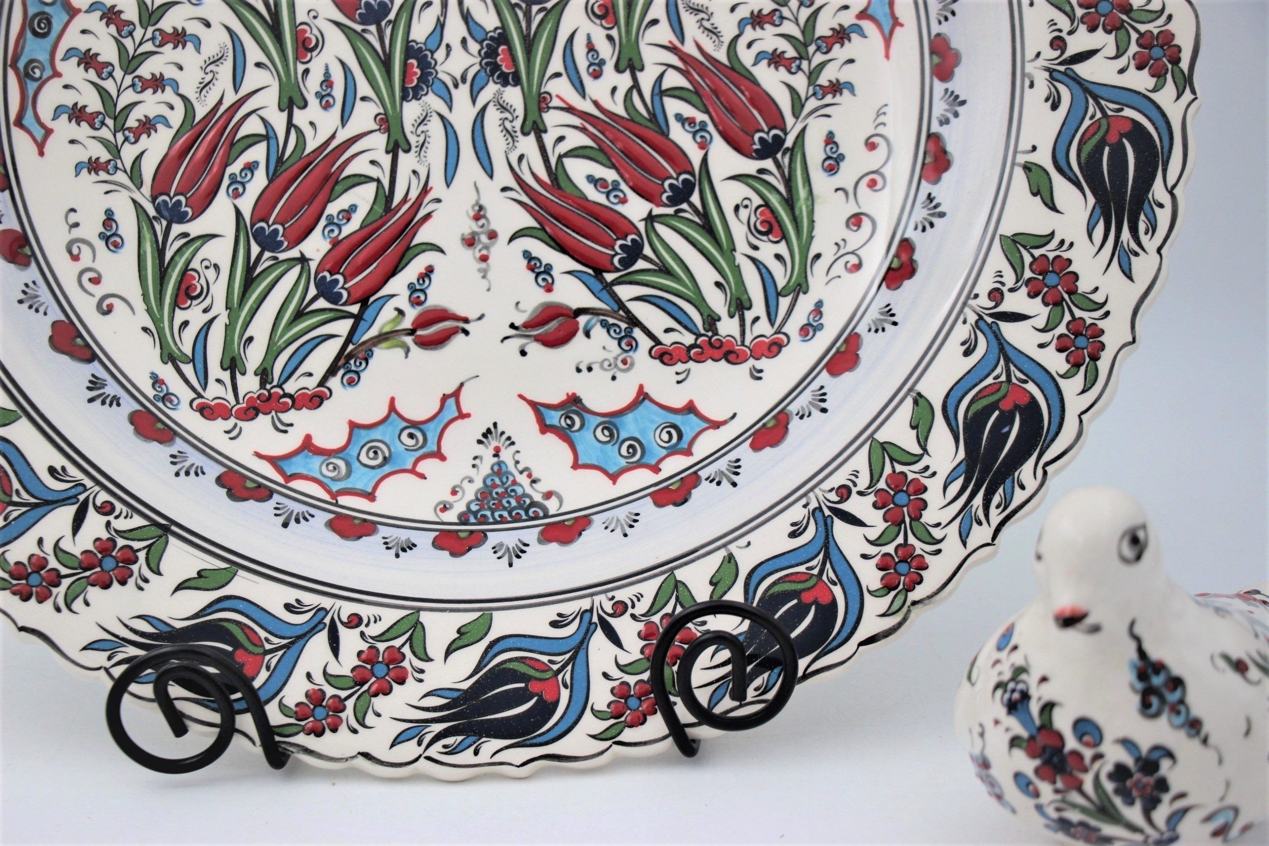 40cm Turkish Hand Painted Ceramic Plate Tulip 1a