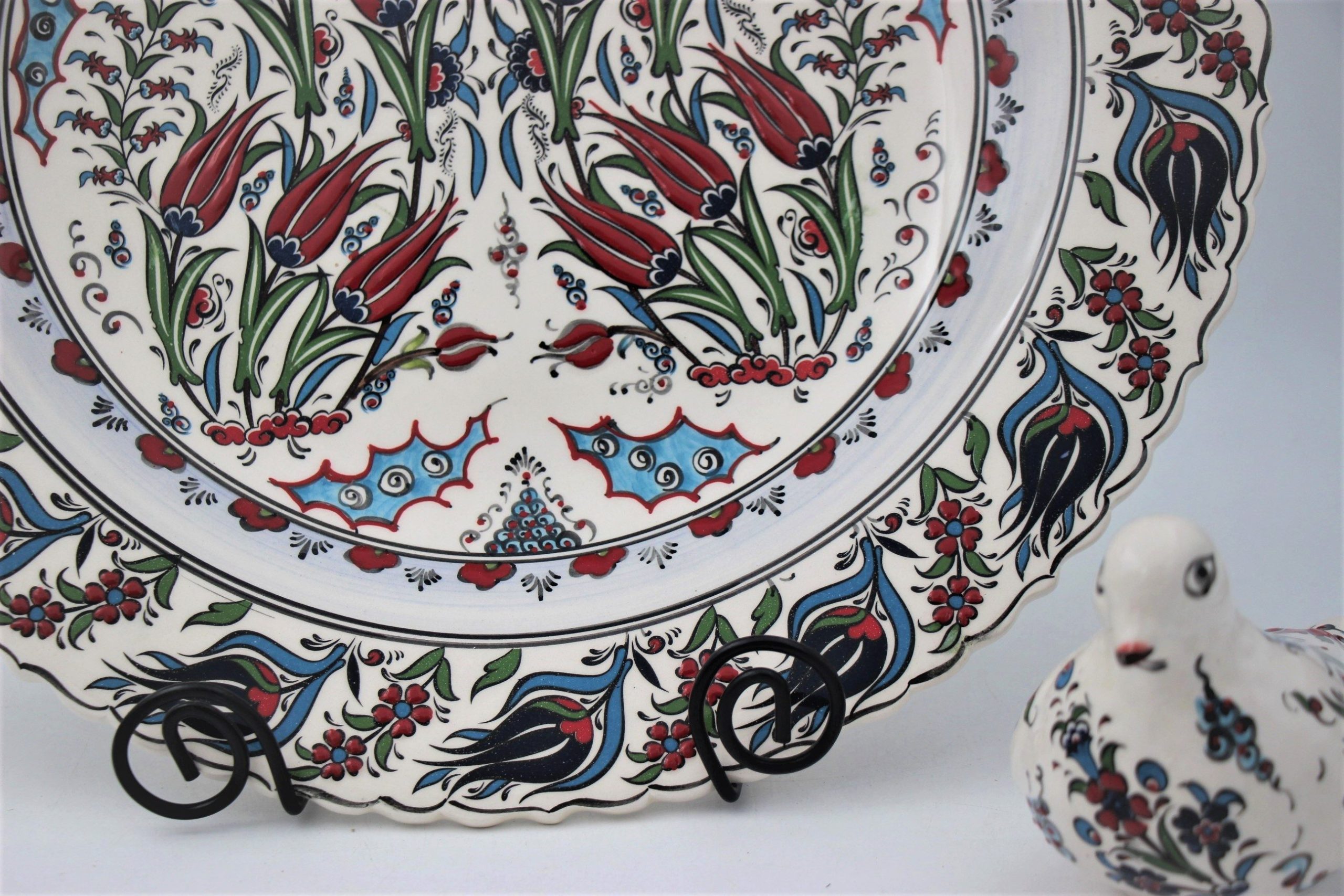 40cm Turkish Hand Painted Ceramic Plate Tulip 1b