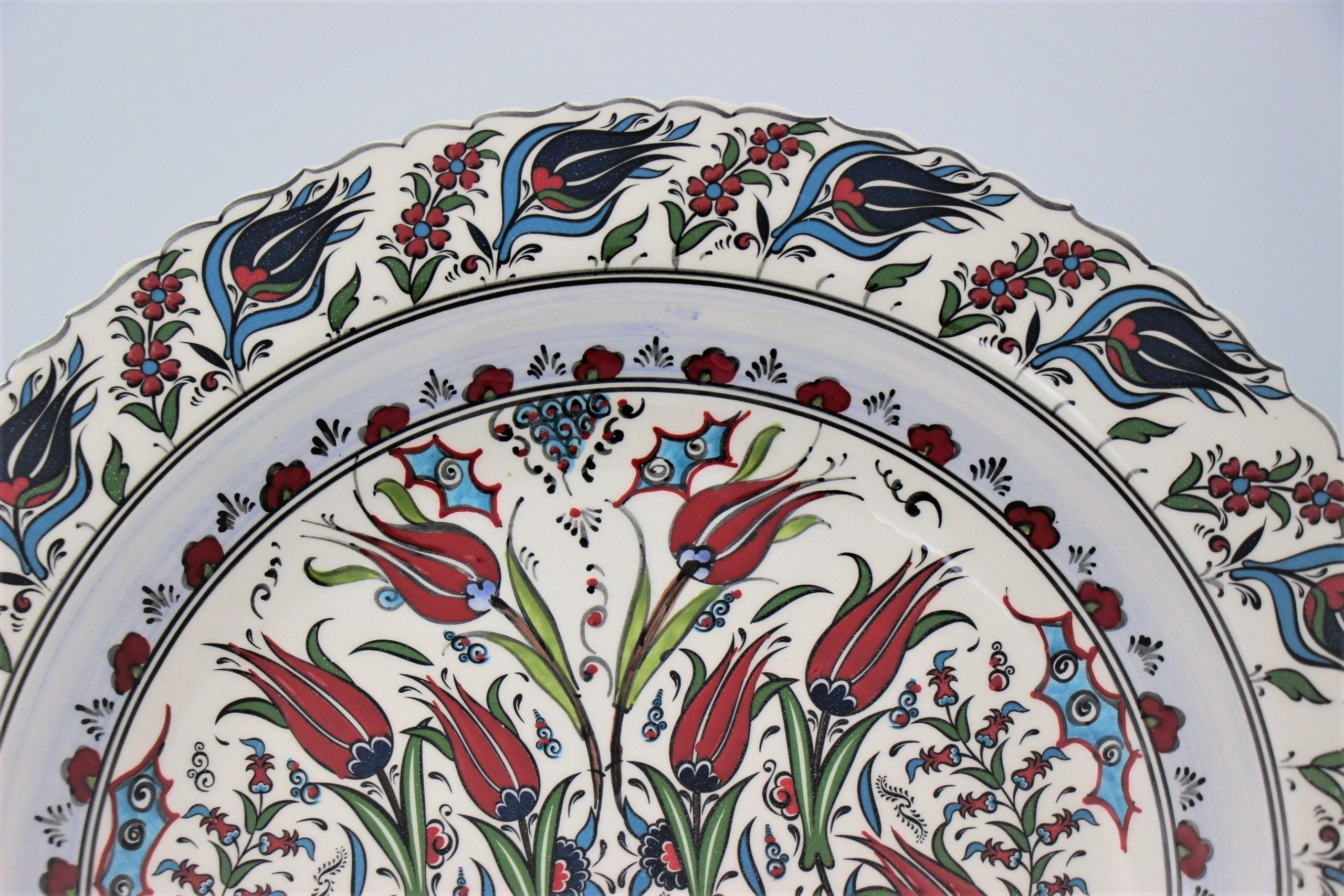 40cm Turkish Hand Painted Ceramic Plate Tulip 1c