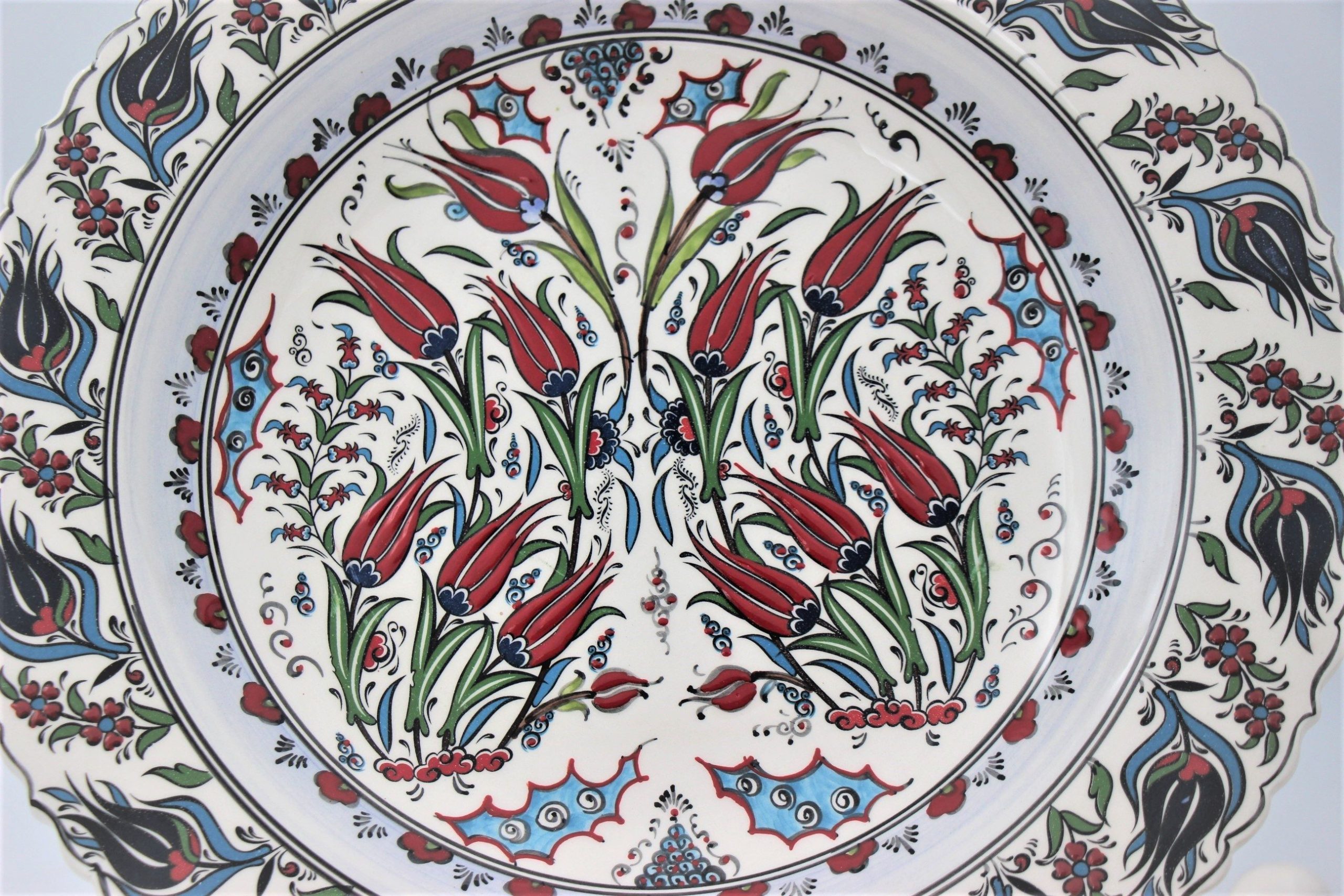 40cm Turkish Hand Painted Ceramic Plate Tulip 1d