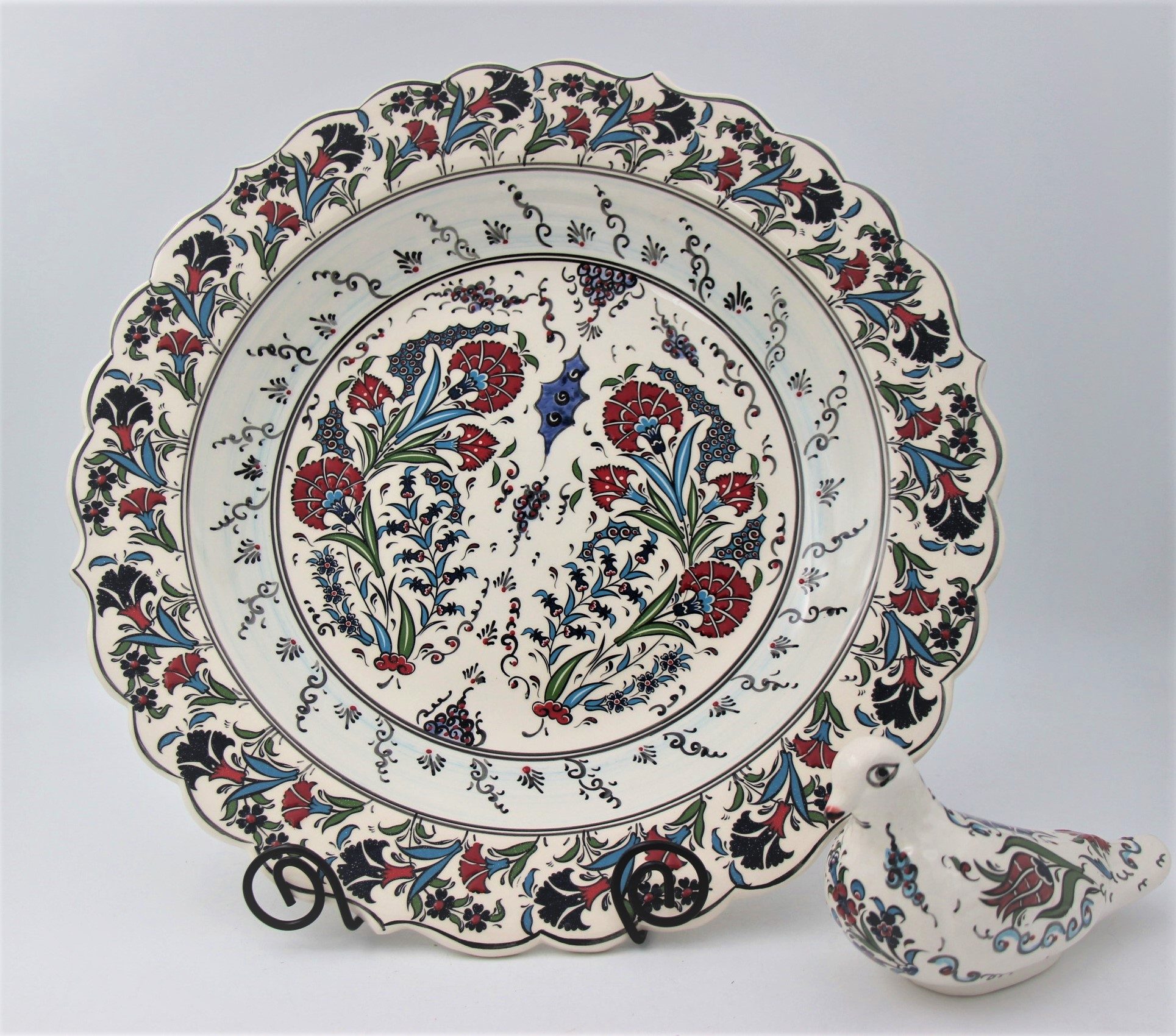 40cm Turkish Hand Painted Ceramic Plate Tulip 2