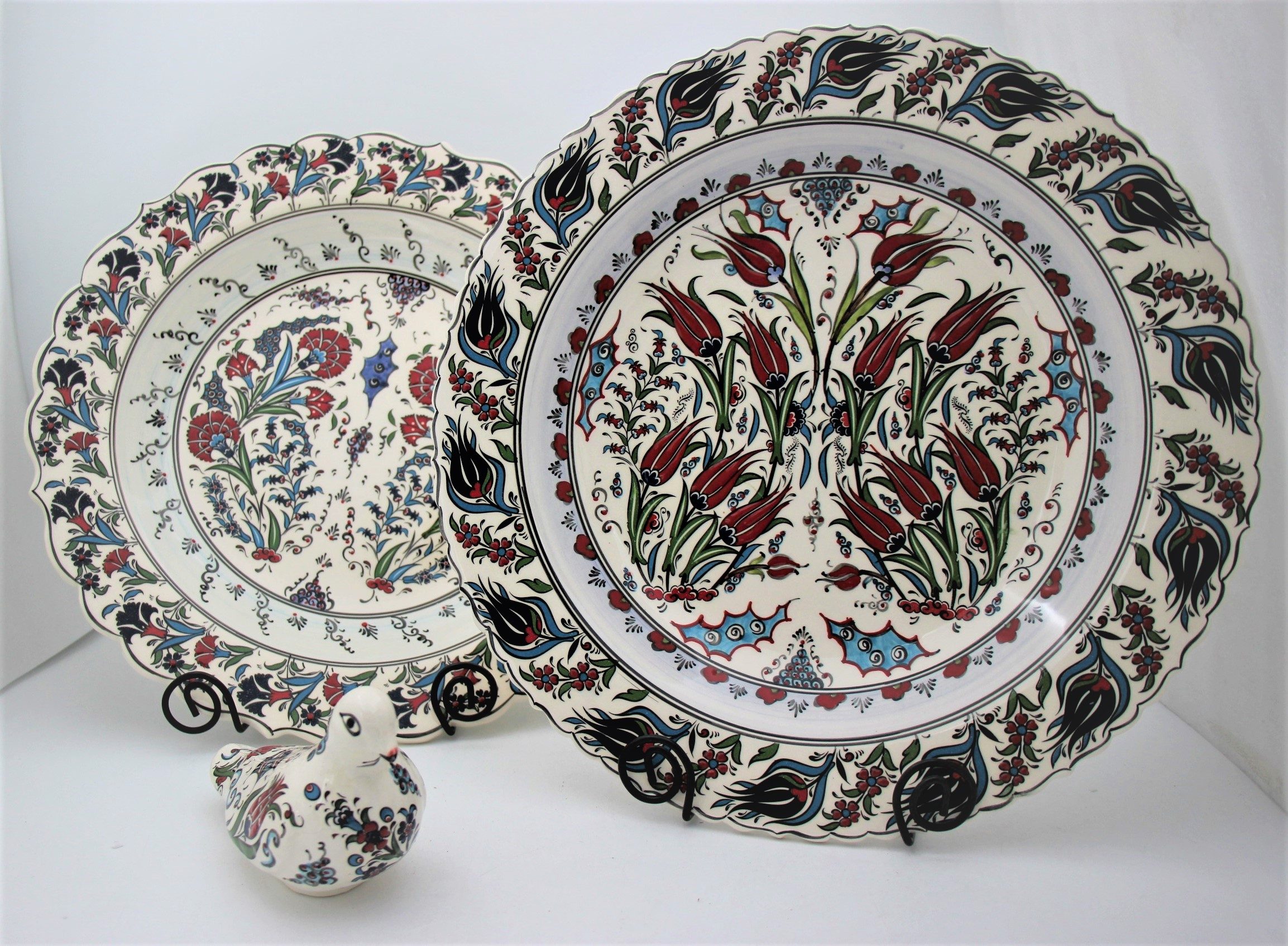40cm Turkish Hand Painted Ceramic Plate Tulip all