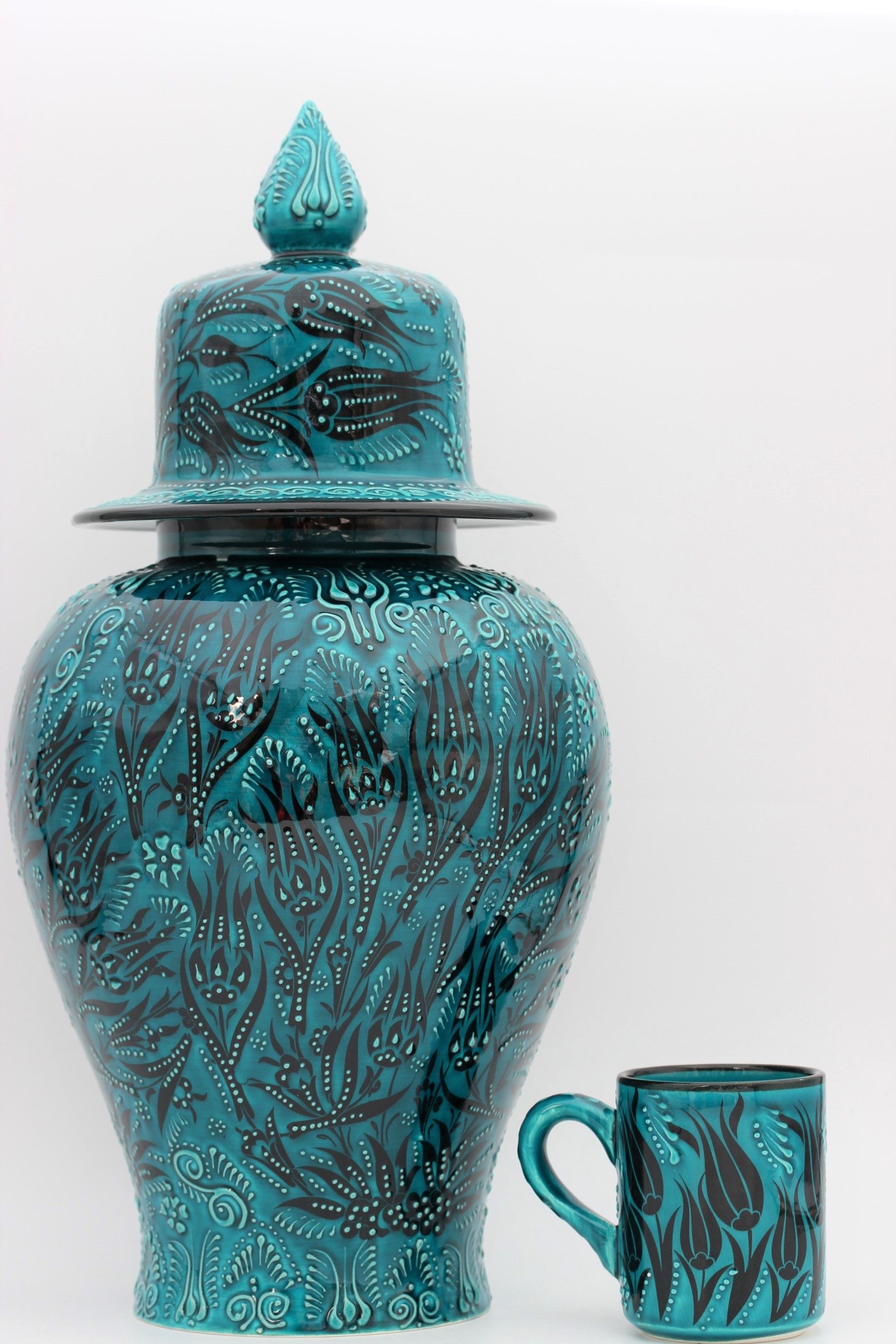 45 cm Hand Crafted Shah Vase Turquoise 3c
