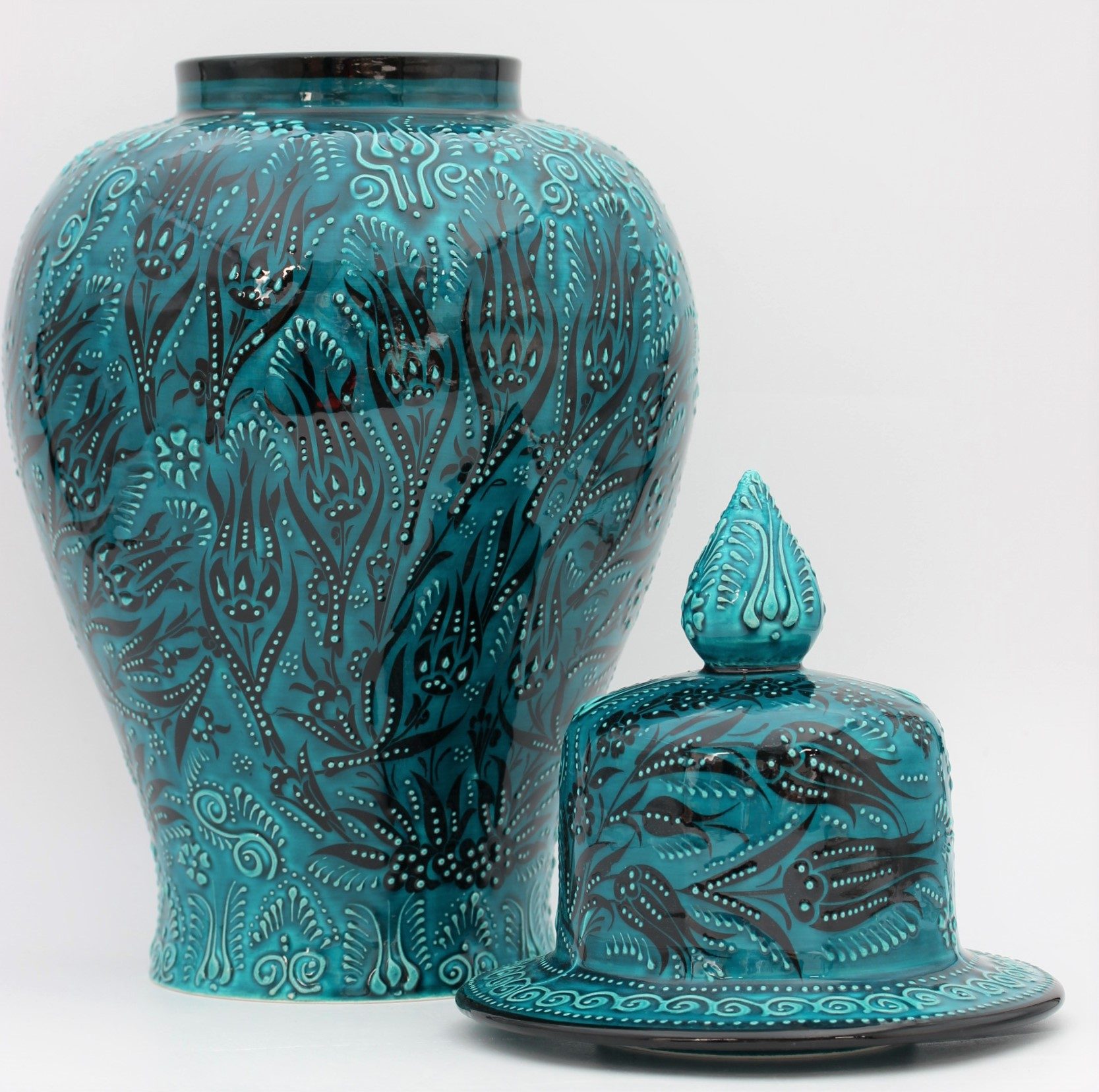45 cm Hand Crafted Shah Vase Turquoise 3d