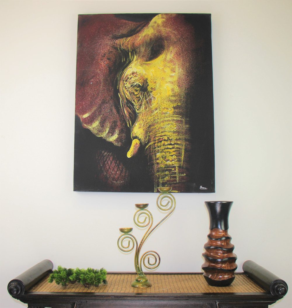 60 x 80 cm Elephant Profile On Frame 1