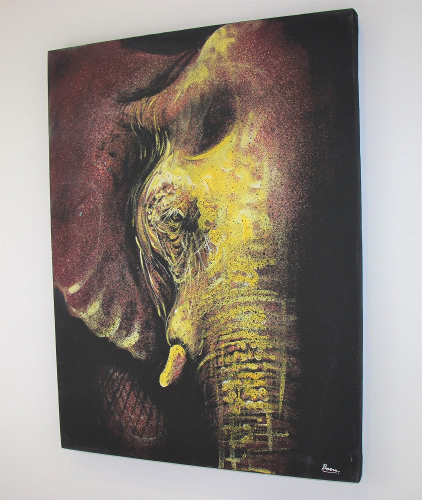 60 x 80 cm Elephant Profile On Frame 2