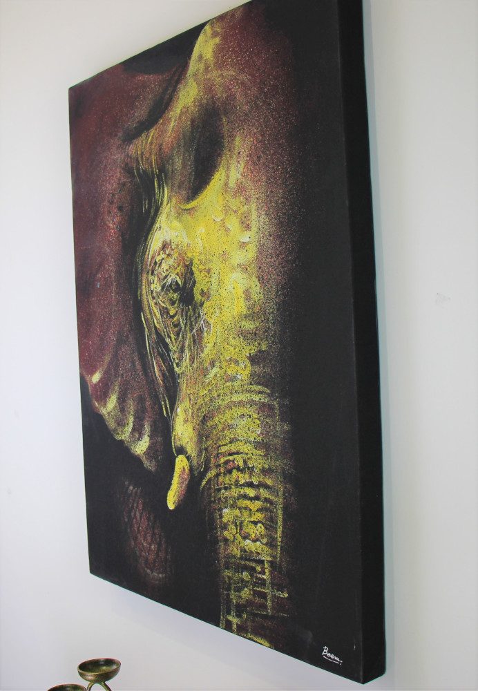 60 x 80 cm Elephant Profile On Frame 3