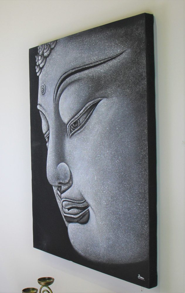 60 x 80 cm Hand Painted Buddha Profile 1 On Frame 3