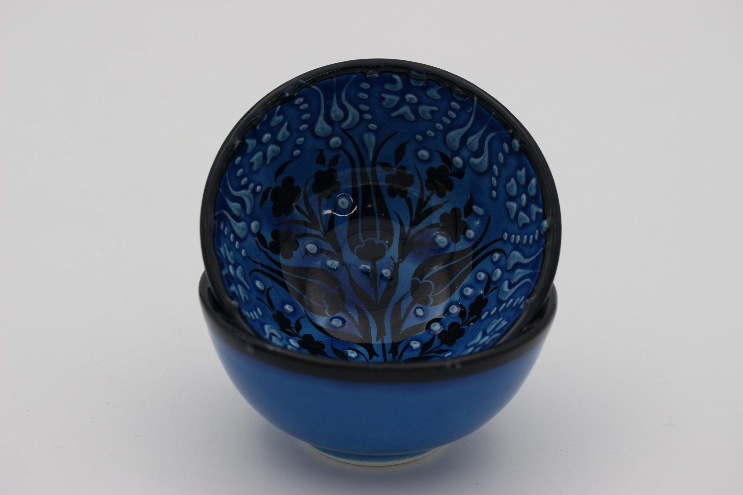 8 Cm Turkish Hand Painted Ceramic Bowls In Turquoise ALL 2