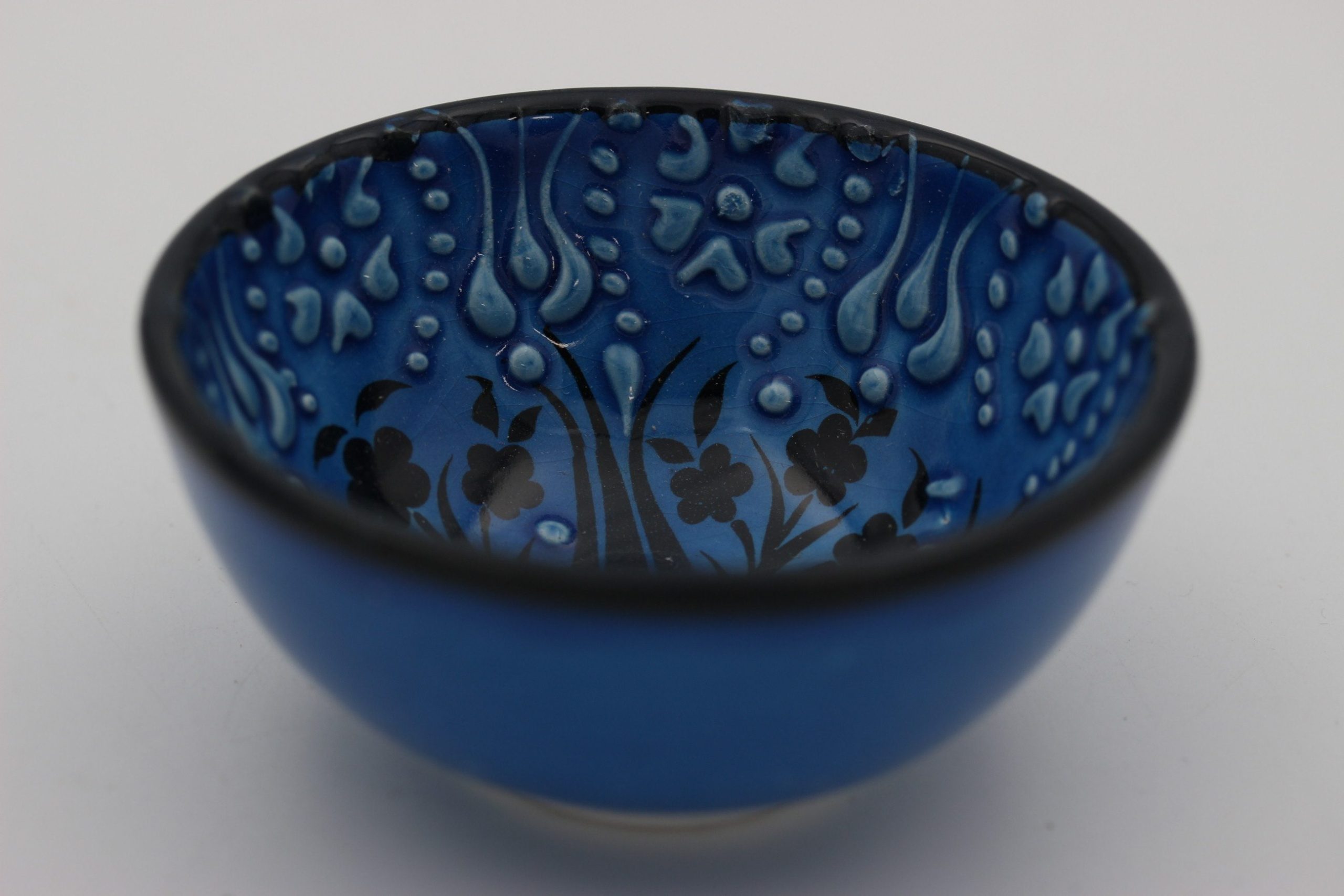8 Cm Turkish Hand Painted Ceramic Bowls In Turquoise Blue