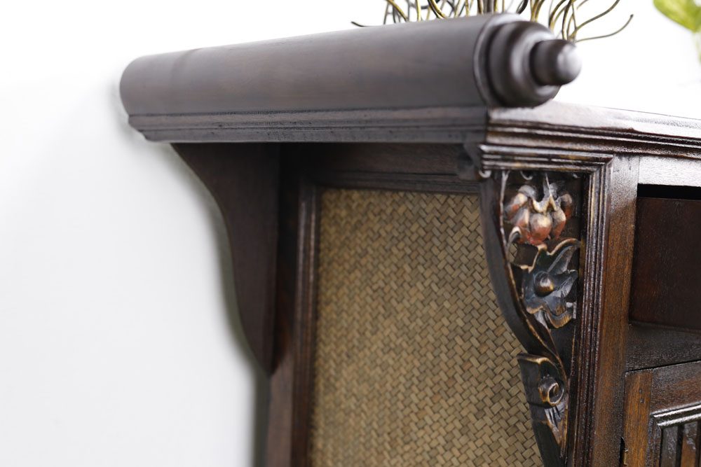 130 x 84 cm Rattan Hallway Unit With Carving Coloured 3 130 x 84 cm Rattan Hallway Unit With Carving Coloured