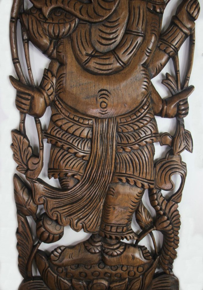 90 x 35 Teak Wooden Carving Ganesh 1 Natural Colour 6