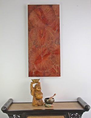90 x 40 Lotus Leaf Art Rustic Red