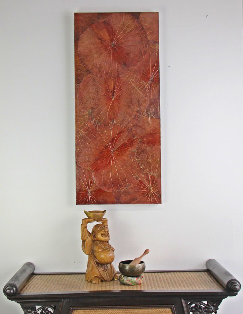 90 x 40 Lotus Leaf Art Rustic Red 1 90 x 40 Lotus Leaf Art Rustic Red
