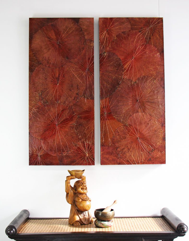 90 x 40 Lotus Leaf Art Rustic Red 3 90 x 40 Lotus Leaf Art Rustic Red